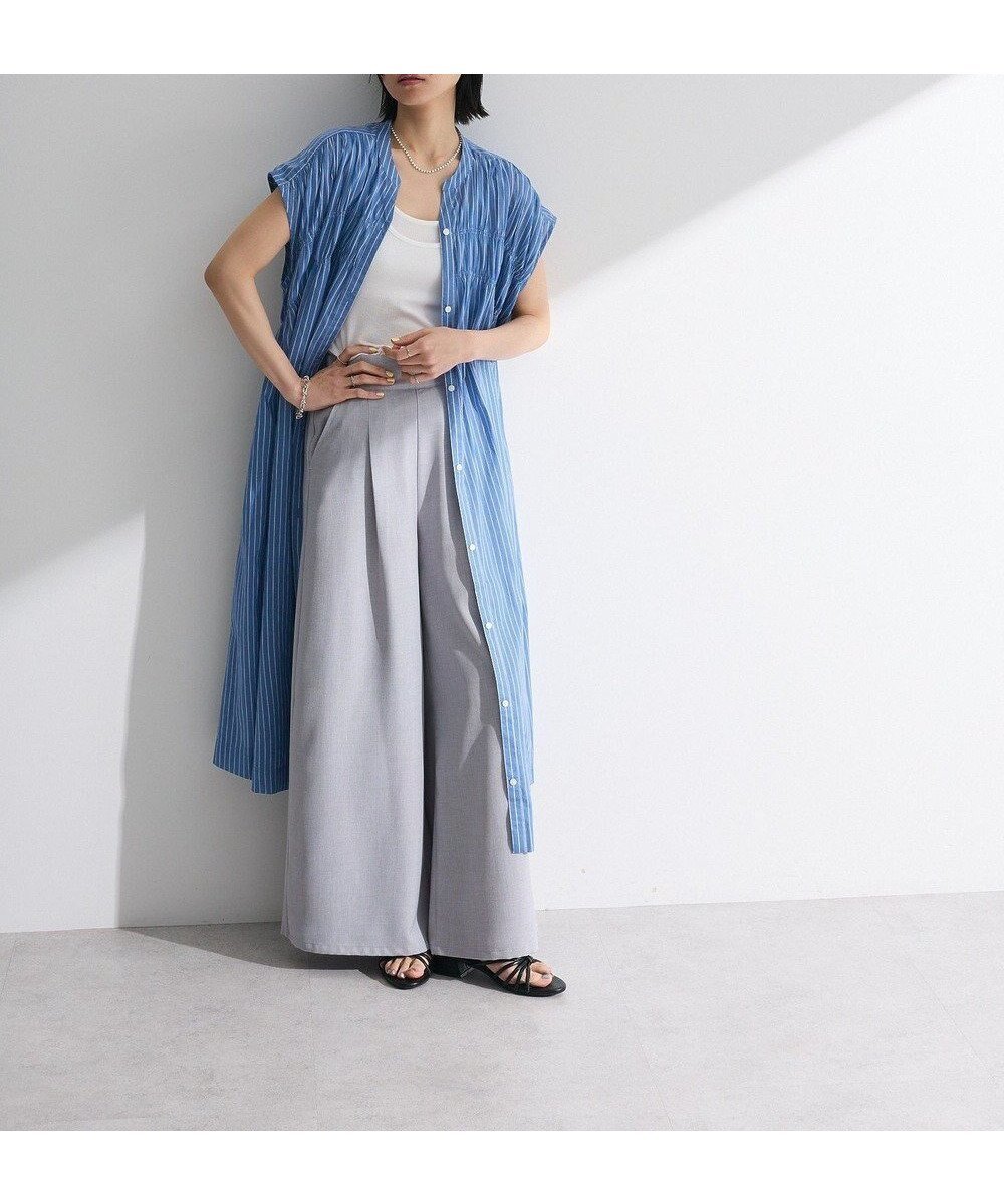 【グリーンパークス/Green Parks】のI シャーリングワンピース インテリア・キッズ・メンズ・レディースファッション・服の通販 founy(ファニー) 　ファッション　Fashion　レディースファッション　Fashion for Women　ワンピース　Dresses　シャーリング　Shirring, Ruched　シンプル　Simple, Minimal　ストライプ　Stripe, Striped Pattern　スリット　Slit, Slit Detail　ノースリーブ　Sleeveless, No-Sleeve　ポケット　Pocket, Pocket Detail　再入荷　Restock / Back in Stock　夏　Summer　春　Spring　S/S・春夏　SS, Spring/Summer, Warm Season　Stripe|ID: prp329100004586784 ipo3291000000032526748
