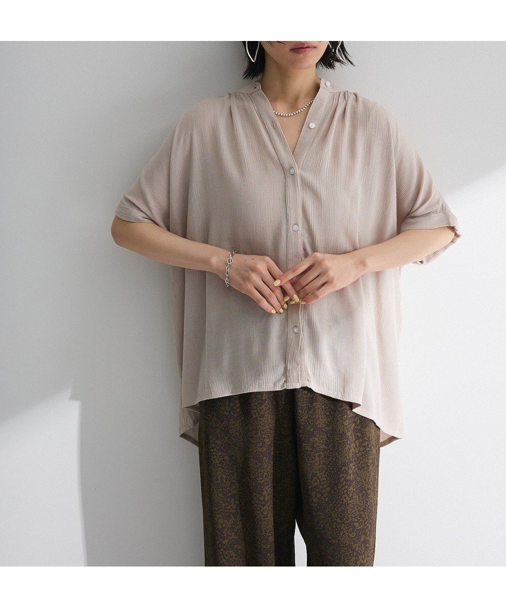 【グリーンパークス/Green Parks】のI レーヨンクレープブラウス インテリア・キッズ・メンズ・レディースファッション・服の通販 founy(ファニー) 　ファッション　Fashion　レディースファッション　Fashion for Women　トップス・カットソー　Cut & Sew Tops　シャツ・ブラウス・オフィスカジュアル　Elegant Blouses & Button-Ups　おすすめ　Recommended / Our Picks　ポケット　Pocket, Pocket Detail　再入荷　Restock / Back in Stock　夏　Summer　春　Spring　S/S・春夏　SS, Spring/Summer, Warm Season　Gray Beige|ID: prp329100004586787 ipo3291000000032526770