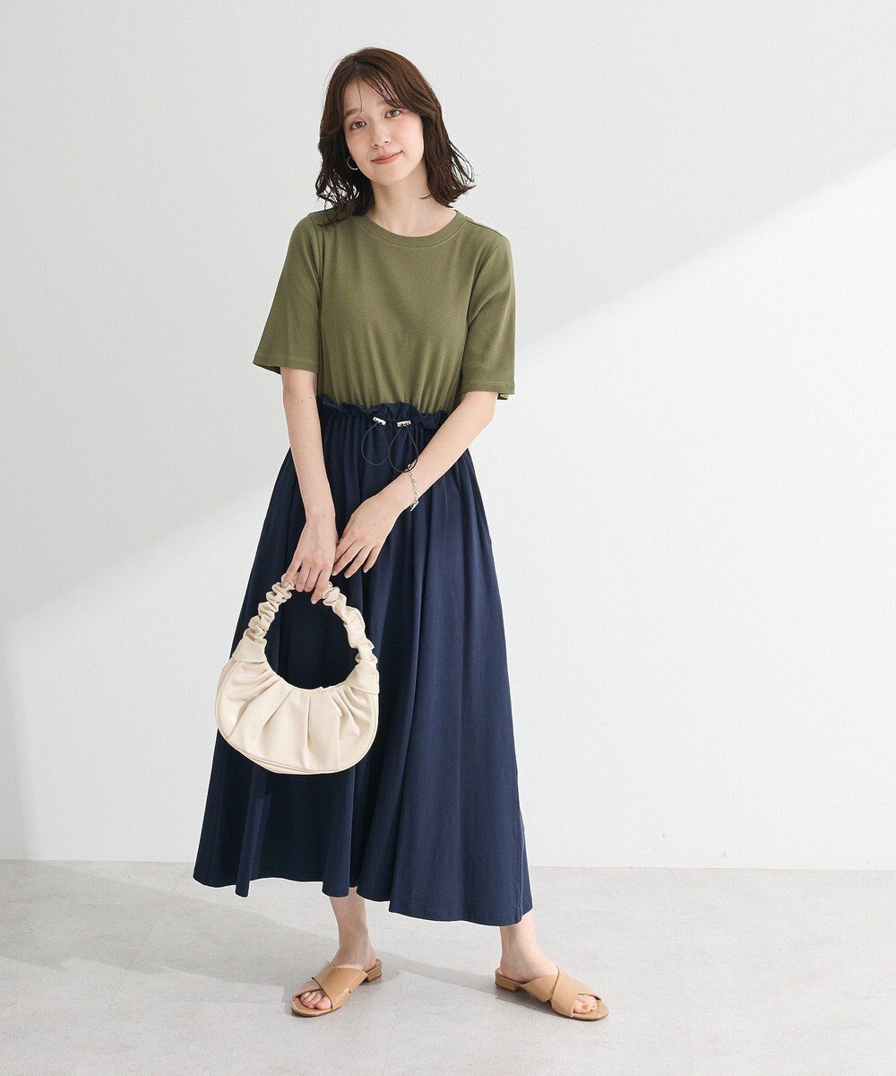 【グリーンパークス/Green Parks】の・SUGAR SPOON半袖リブドッキングワンヒ インテリア・キッズ・メンズ・レディースファッション・服の通販 founy(ファニー) 　ファッション　Fashion　レディースファッション　Fashion for Women　ワンピース　Dresses　おすすめ　Recommended / Our Picks　クール　Cool, Chic　ドッキング　Docking, Mixed Material　フィット　Fit, Slim Fit　ポケット　Pocket, Pocket Detail　半袖　Short Sleeve, Half Sleeve　夏　Summer　春　Spring　S/S・春夏　SS, Spring/Summer, Warm Season　Khaki|ID: prp329100004586796 ipo3291000000032698055