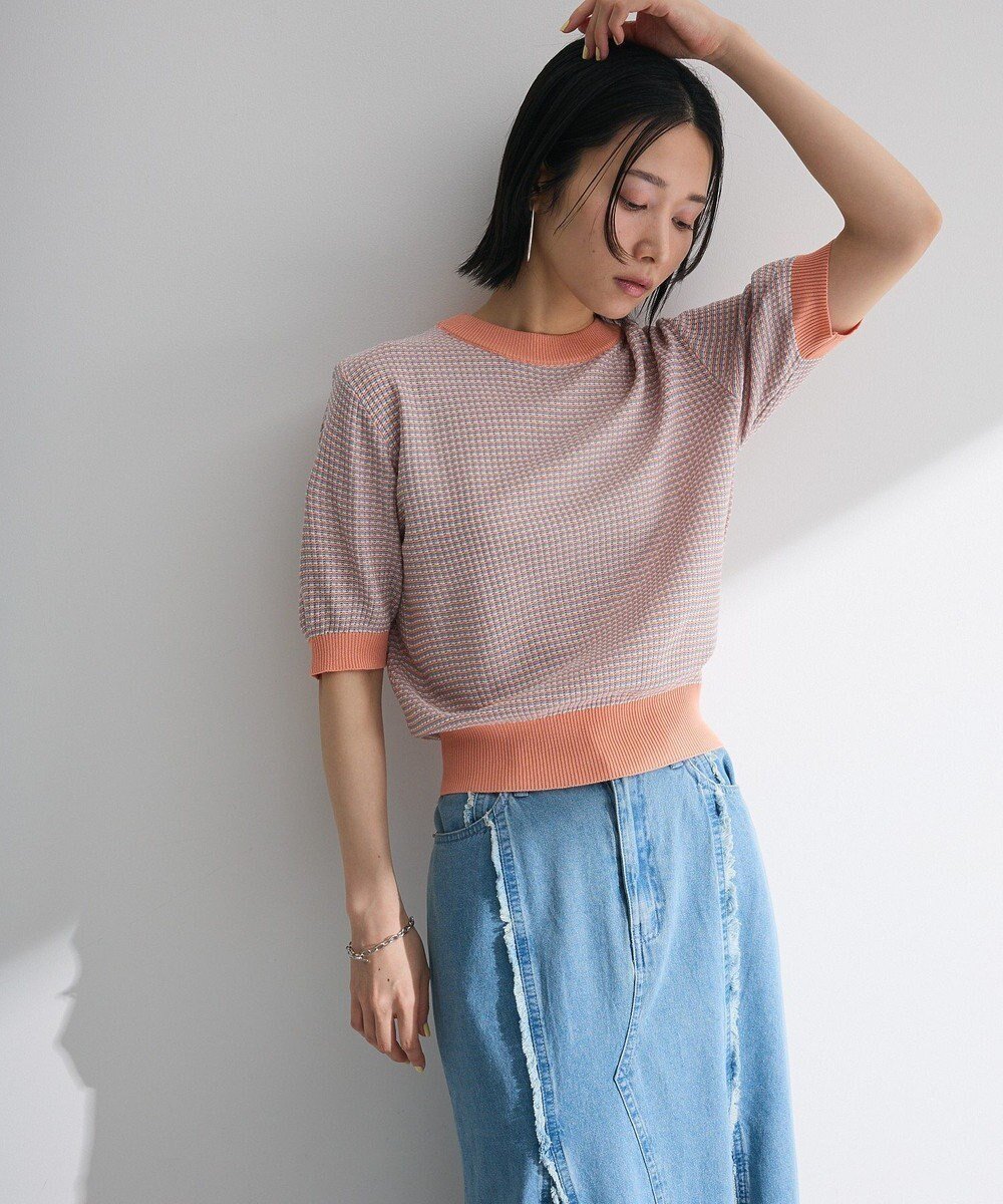 【グリーンパークス/Green Parks】の・swing by マルチカラージャカードニット インテリア・キッズ・メンズ・レディースファッション・服の通販 founy(ファニー) 　ファッション　Fashion　レディースファッション　Ladies' Fashion Online　トップス・カットソー　Tops/Tshirt　ニット　Knit Tops　セーター　Sweater　バランス　Balance　フォルム　Form　ボーダー　Border　ポケット　Pocket　夏　Summer　春　Spring　S/S・春夏　Ss・Spring/Summer　Orange|ID: prp329100004586798 ipo3291000000032526836
