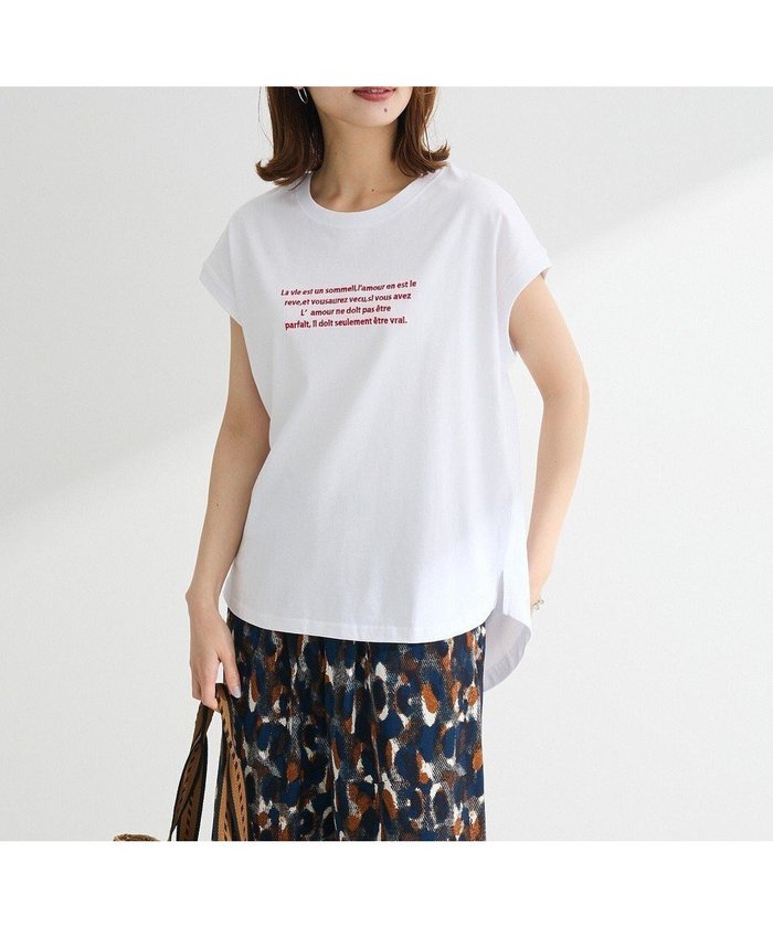 【グリーンパークス/Green Parks】の・swing by フレンチスリーブ刺繍TEE インテリア・キッズ・メンズ・レディースファッション・服の通販 founy(ファニー) https://founy.com/ ファッション Fashion レディースファッション Ladies' Fashion Online トップス・カットソー Tops/Tshirt シャツ/ブラウス Shirts/Blouses ロング / Tシャツ T-Shirts カットソー Cut and Sewn カットソー Cut And Sew スリーブ Sleeve フレンチ French フロント Front ボトム Bottom ポケット Pocket 夏 Summer 春 Spring S/S・春夏 Ss・Spring/Summer |ID: prp329100004586802 ipo3291000000032526853