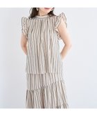 【グリーンパークス/Green Parks】の・ELENCARE DUE ストライプフリルブラウス Beige|ID: prp329100004586832 ipo3291000000032527083