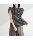 【グリーンパークス/Green Parks】の・ELENCARE DUE ストライプフリルブラウス Black|ID: prp329100004586832 ipo3291000000032698953