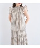 【グリーンパークス/Green Parks】の・ELENCARE DUE ストライプフリルブラウス Beige|ID: prp329100004586832 ipo3291000000033656089