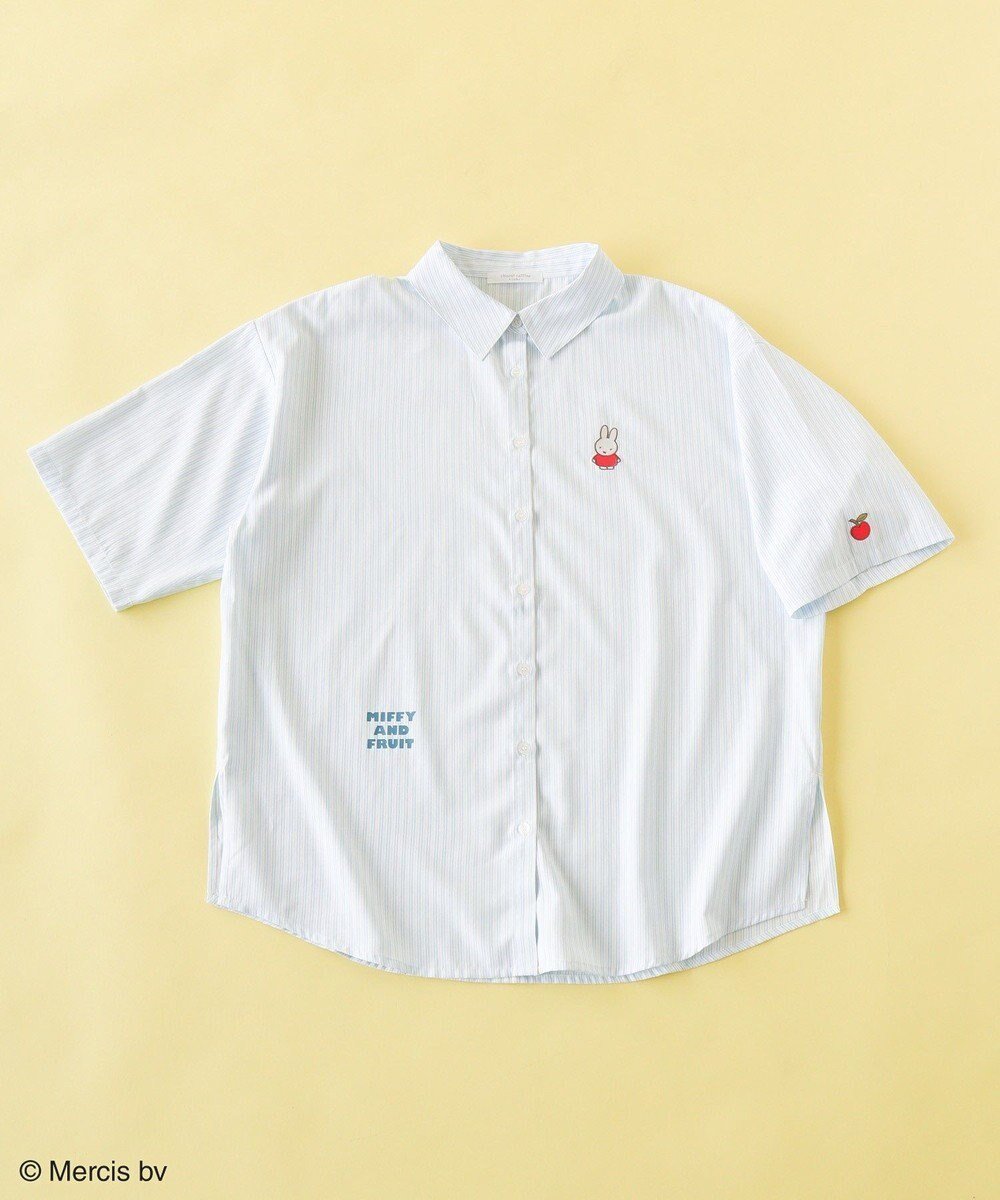 【グリーンパークス/Green Parks】のmiffy/刺しゅうプリントストライプシャツ インテリア・キッズ・メンズ・レディースファッション・服の通販 founy(ファニー) 　ファッション　Fashion　レディースファッション　Fashion for Women　トップス・カットソー　Cut & Sew Tops　シャツ・ブラウス・オフィスカジュアル　Elegant Blouses & Button-Ups　ロングTシャツ・Tシャツ　Longline T-Shirts & Tees　カットソー・ベーシックTシャツ　Cut-and-Sewn Tops / Stretch Tees & Basics　おすすめ　Recommended / Our Picks　イエロー　Yellow　カットソー　Cut and Sewn Top　コレクション　Collection, Seasonal Line　プリント　Print, Printed Pattern　ポケット　Pocket, Pocket Detail　リラックス　Relax, Relaxed Fit　ワッフル　Waffle, Waffle Knit　夏　Summer　春　Spring　S/S・春夏　SS, Spring/Summer, Warm Season　Sax|ID: prp329100004586896 ipo3291000000032527560