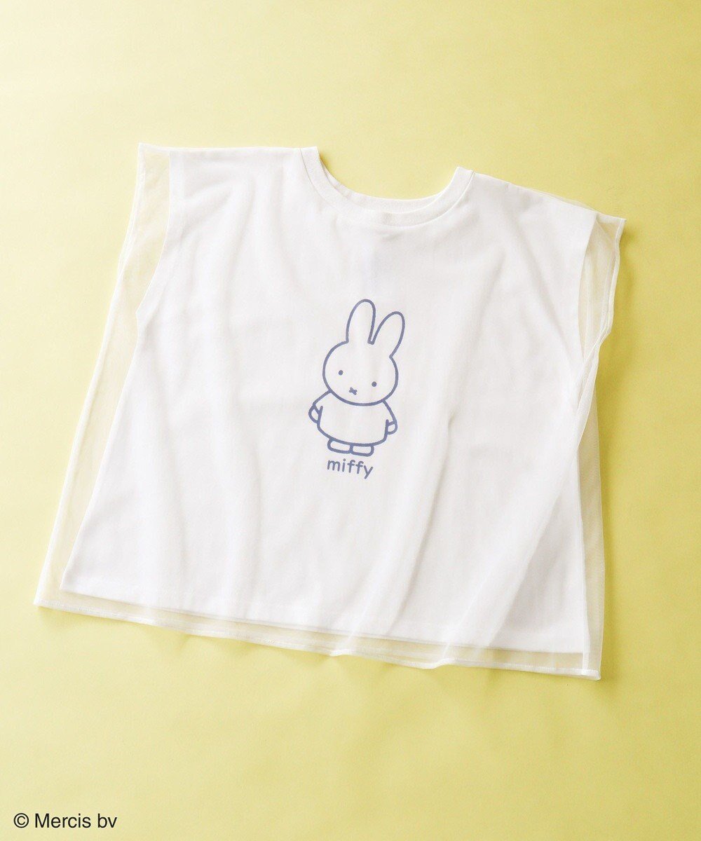 【グリーンパークス/Green Parks】のmiffy/チュールドッキングプリントTシャツ インテリア・キッズ・メンズ・レディースファッション・服の通販 founy(ファニー) 　ファッション　Fashion　レディースファッション　Fashion for Women　トップス・カットソー　Cut & Sew Tops　シャツ・ブラウス・オフィスカジュアル　Elegant Blouses & Button-Ups　ロングTシャツ・Tシャツ　Longline T-Shirts & Tees　カットソー・ベーシックTシャツ　Cut-and-Sewn Tops / Stretch Tees & Basics　カットソー　Cut and Sewn Top　コレクション　Collection, Seasonal Line　チュール　Tulip, Tulip Motif　ドッキング　Docking, Mixed Material　フロント　Front, Front Design　プリント　Print, Printed Pattern　ボーダー　Border, Stripe　ポケット　Pocket, Pocket Detail　夏　Summer　春　Spring　S/S・春夏　SS, Spring/Summer, Warm Season　Off White|ID: prp329100004586897 ipo3291000000032527568