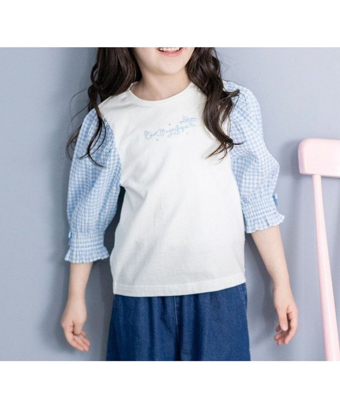 【エニファム/any FAM / KIDS】の袖ギンガム 七分袖 Tシャツ インテリア・キッズ・メンズ・レディースファッション・服の通販 founy(ファニー) https://founy.com/ ファッション Fashion キッズファッション KIDS Children’s Clothing トップス・カットソー Tops/Tees/Kids インナー Inner カットソー Cut And Sew ギンガム Gingham ストーン Stone トレンド Trend ベスト Vest ポケット Pocket 夏 Summer 春 Spring S/S・春夏 Ss・Spring/Summer |ID: prp329100004587651 ipo3291000000032536598