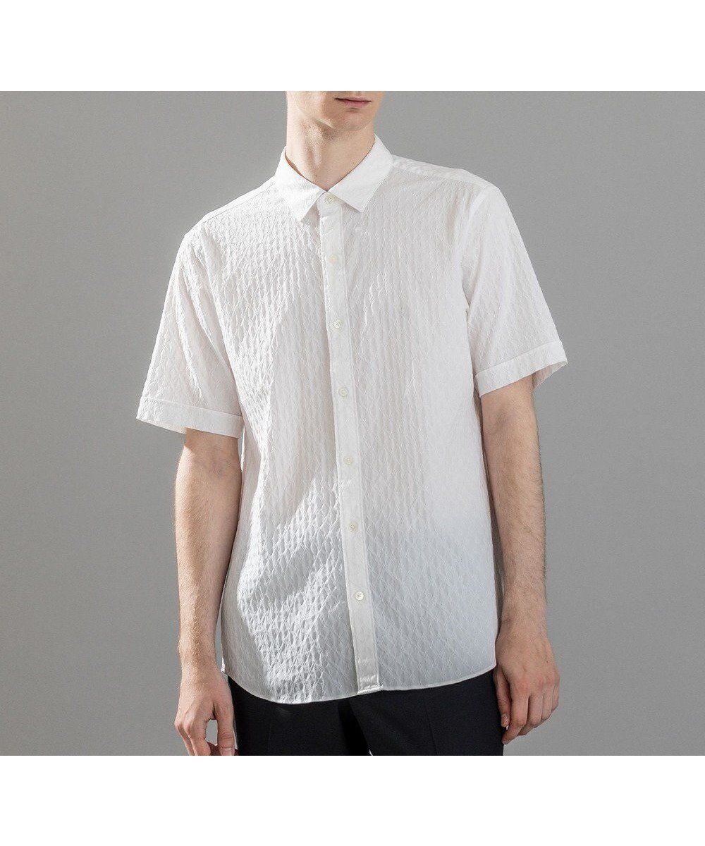 【ジョゼフ オム/JOSEPH HOMME / MEN】の新柄【定番/ストレッチ】ハムサジャガードストレッチ レギュラーカラー半袖シャツ インテリア・キッズ・メンズ・レディースファッション・服の通販 founy(ファニー) 　ファッション　Fashion　メンズファッション　Fashion for Men　トップス・カットソー　Cut & Sew Tops　メンズシャツ　Shirts　インナー　Innerwear　ジャケット　Jacket, Outerwear　ストレッチ　Stretch, Stretchy Fabric　レギュラー　Regular, Standard Fit　半袖　Short Sleeve, Half Sleeve　夏　Summer　定番　Standard, Basic Item　春　Spring　S/S・春夏　SS, Spring/Summer, Warm Season　ホワイト系|ID: prp329100004587682 ipo3291000000032537636