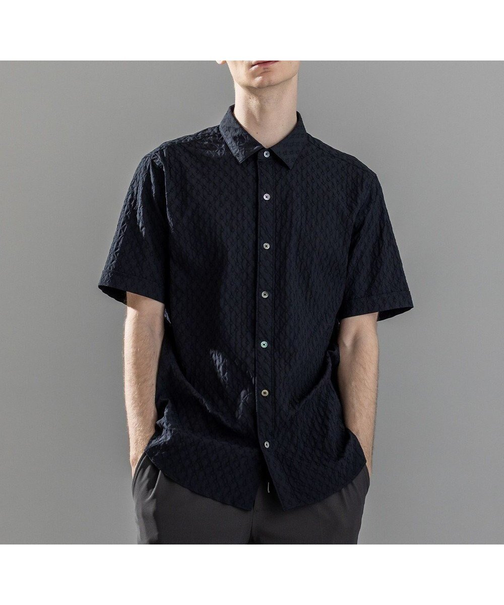 【ジョゼフ オム/JOSEPH HOMME / MEN】の新柄【定番/ストレッチ】ハムサジャガードストレッチ レギュラーカラー半袖シャツ インテリア・キッズ・メンズ・レディースファッション・服の通販 founy(ファニー) 　ファッション　Fashion　メンズファッション　Fashion for Men　トップス・カットソー　Cut & Sew Tops　メンズシャツ　Shirts　インナー　Innerwear　ジャケット　Jacket, Outerwear　ストレッチ　Stretch, Stretchy Fabric　レギュラー　Regular, Standard Fit　半袖　Short Sleeve, Half Sleeve　夏　Summer　定番　Standard, Basic Item　春　Spring　S/S・春夏　SS, Spring/Summer, Warm Season　ブラック系|ID: prp329100004587682 ipo3291000000032537637