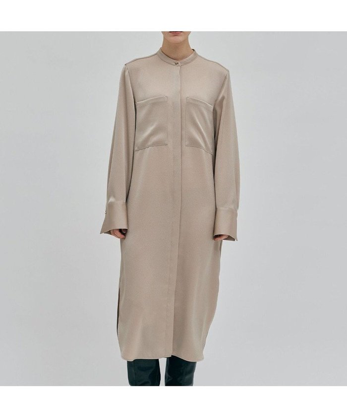 【ベイジ,/BEIGE,】の【洗える】FLEUR / シャツドレス インテリア・キッズ・メンズ・レディースファッション・服の通販 founy(ファニー) https://founy.com/ ファッション Fashion レディースファッション Fashion for Women ワンピース Dresses フォーマル・パーティードレス・結婚式用ドレス Elegant & Casual Dresses とろみ Fluid, Flowy Fabric アンダー Underwear Essentials インナー Innerwear カフス Cuff Design サテン Satin, Glossy Fabric シンプル Simple, Minimal ドレス Dress, One-Piece ハイネック High Neck, Mock Neck ポケット Pocket, Pocket Detail メタル Metal, Metal Parts ロング Long, Long-Length エレガント 上品 Elegant 人気 Popular, Best Seller ビジネス 仕事 通勤 Business / Work / Commuting 再入荷 Restock / Back in Stock 夏 Summer S/S・春夏 SS, Spring/Summer, Warm Season 洗える Machine Washable A/W・秋冬 Autumn/Winter |ID: prp329100004588077 ipo3291000000032967910