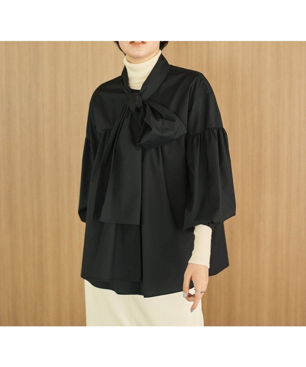 【ハッシュニュアンス/#Newans】の【シワになりにくい/洗濯機可能/袖ゴム】ビッグリボンブラウス インテリア・キッズ・メンズ・レディースファッション・服の通販 founy(ファニー) ファッション Fashion レディースファッション Fashion for Women トップス・カットソー Cut & Sew Tops シャツ・ブラウス・オフィスカジュアル Elegant Blouses & Button-Ups リボン Ribbon, Bow エレガント 上品 Elegant 夏 Summer 春 Spring S/S・春夏 SS, Spring/Summer, Warm Season 洗える Machine Washable ネイビー|ID: prp329100004588600 ipo3291000000034311114