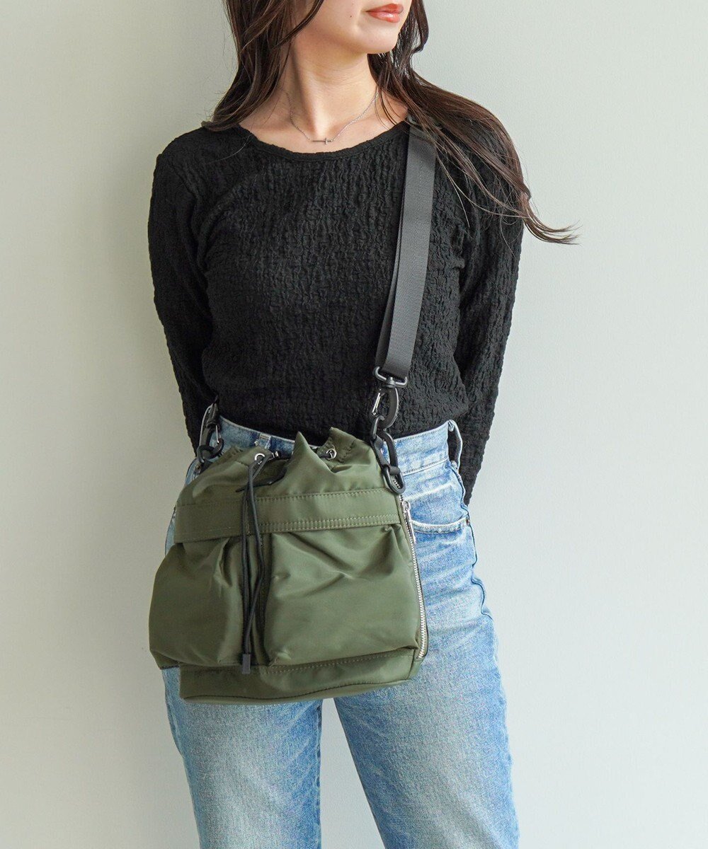 【エースバッグズアンドラゲッジ/ACE BAGS & LUGGAGE】のJEWELNA by Jewelna Rose ナイロン巾着バッグ 16201 軽量 2WAY ハンドバッグ ショルダーバッグ インテリア・キッズ・メンズ・レディースファッション・服の通販 founy(ファニー) 　ファッション　Fashion　レディースファッション　Ladies' Fashion Online　バッグ　Bag　巾着　Purse　軽量　Lightweight　ショルダー　Shoulder　ハンカチ　Handkerchief　ハンドバッグ　Handbag　フロント　Front　ポケット　Pocket　おすすめ　Recommend　カーキ|ID: prp329100004588625 ipo3291000000032550670