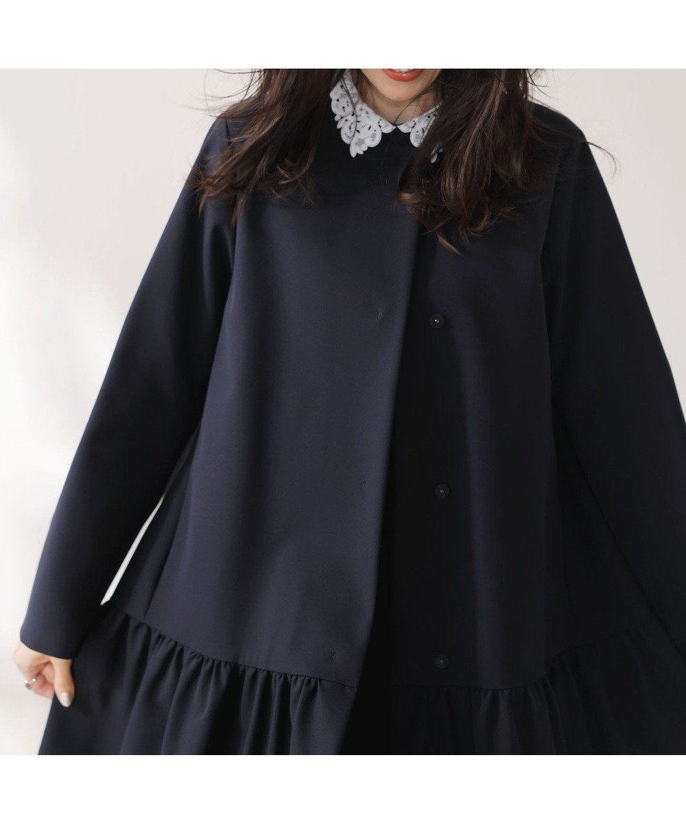 【組曲/KUMIKYOKU】の【KUMIKYOKU NAVY】ダブルクロスストレッチ ノーカラーコート 人気、トレンドファッション・服の通販 founy(ファニー) 　ファッション　Fashion　レディースファッション　Ladies' Fashion Online　アウター　Coat Outerwear　コート　Coats　ジャケット　Jackets　ノーカラージャケット　No Collar Leather Jackets　オケージョン　Occasion　春　Spring　洗える　Washable　クラシカル　Classical　コレクション　Collection　ジャケット　Jacket　ストレッチ　Stretch　セットアップ　Set Up　フォルム　Form　フォーマル　Formal　2022年　2022　S/S・春夏　Ss・Spring/Summer　2022-2023秋冬・A/W　Aw/Autumn/Winter//Fw/Fall-Winter/2022-2023　おすすめ　Recommend　夏　Summer　エレガント 上品　Elegant　セレモニー　Ceremony　入学式　Entrance Ceremony　卒業式　Graduation Ceremony　 other-1|ID: prp329100004588628 ipo3291000000032550733