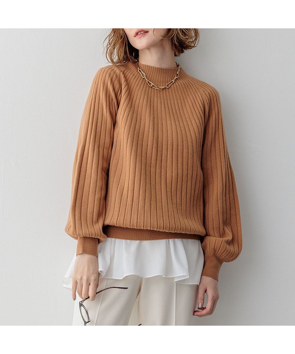 【23区/NIJYUSANKU】のセミウーステッド モックネック ニット インテリア・キッズ・メンズ・レディースファッション・服の通販 founy(ファニー) 　ファッション　Fashion　レディースファッション　Fashion for Women　トップス・カットソー　Cut & Sew Tops　ニット　Knit Tops & Sweaters　シンプル　Simple, Minimal　スリーブ　Sleeve, Long Sleeve / Short Sleeve　セーター　Sweater, Knitwear　バランス　Balance, Style Balance　モダン　Modern, Contemporary　モックネック　Mock Neck, Short Turtleneck　A/W・秋冬　Autumn/Winter　冬　Winter / This Winter　2024年　2024　エレガント 上品　Elegant　2024-2025秋冬・A/W　Autumn/Winter 2024–25 AW24–25　キャメル系|ID: prp329100004588657 ipo3291000000033030603
