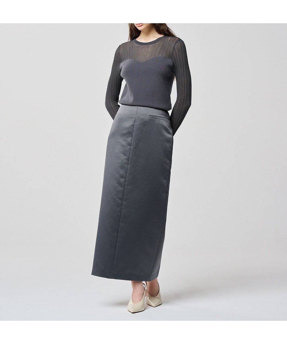 【アンクレイヴ/uncrave】のラスターサテン スカート(uncrave WHITE) インテリア・キッズ・メンズ・レディースファッション・服の通販 founy(ファニー) 　ファッション　Fashion　レディースファッション　Fashion for Women　スカート　Skirts　オケージョン　Occasion Wear　サテン　Satin, Glossy Fabric　スマート　Smart, Elegant　フォルム　Silhouette, Form　フロント　Front, Front Design　ブルゾン　Blouson, Bomber Jacket　ペンシル　Pencil, Pencil Skirt　ポケット　Pocket, Pocket Detail　A/W・秋冬　Autumn/Winter　エレガント 上品　Elegant　スレート|ID: prp329100004588665 ipo3291000000033681068