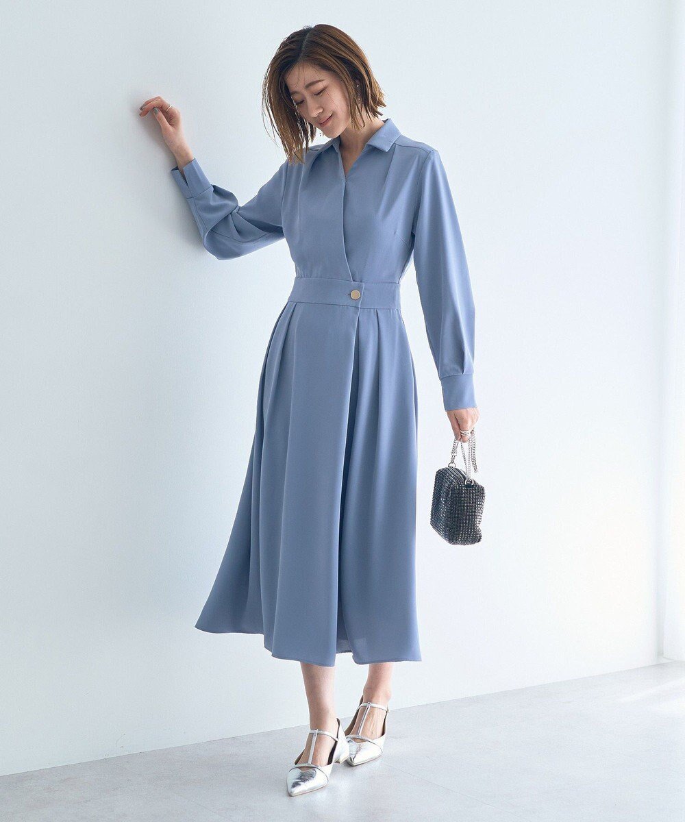 【イェッカ ヴェッカ/YECCA VECCA】のカシュクールタックワンピース インテリア・キッズ・メンズ・レディースファッション・服の通販 founy(ファニー) 　ファッション　Fashion　レディースファッション　Ladies' Fashion Online　ワンピース　Dress　おすすめ　Recommend　セレモニー　Ceremony　ポケット　Pocket　エレガント 上品　Elegant　夏　Summer　春　Spring　S/S・春夏　Ss・Spring/Summer　Blue|ID: prp329100004588700 ipo3291000000032660079
