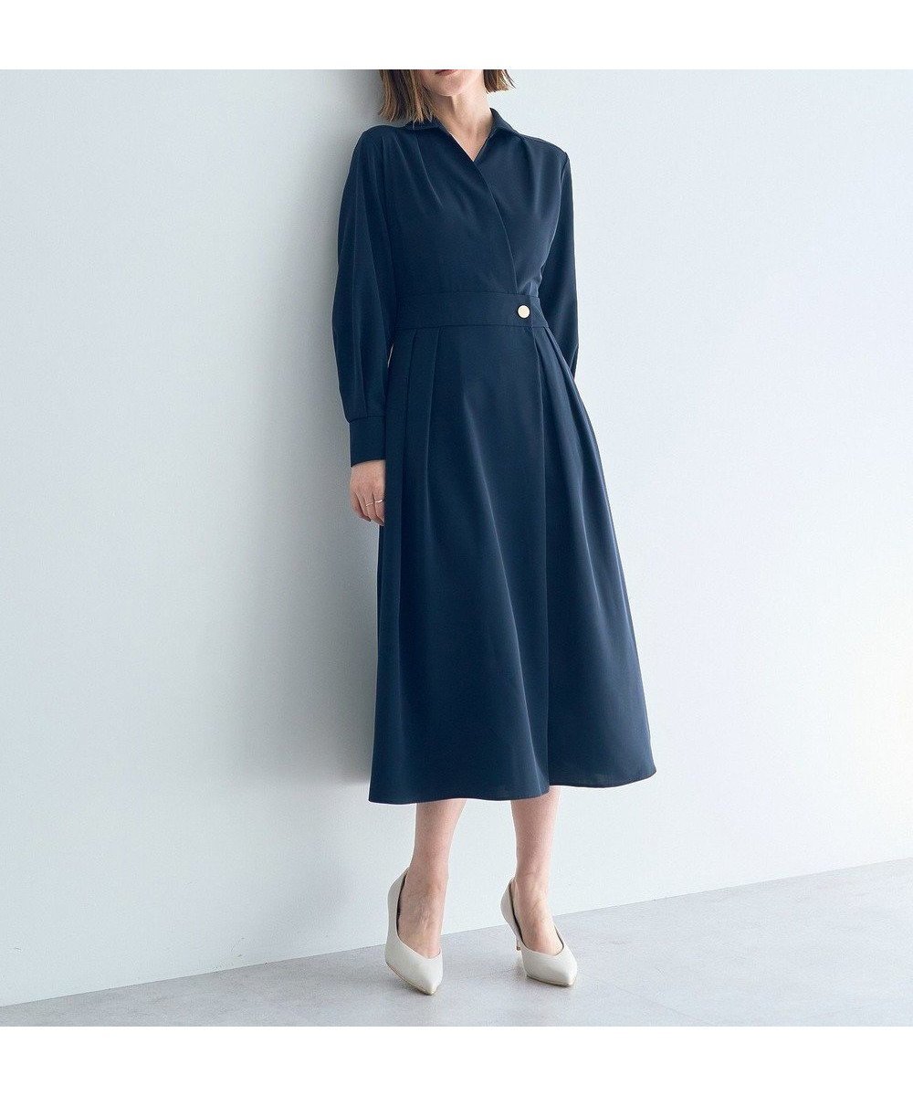 【イェッカ ヴェッカ/YECCA VECCA】のカシュクールタックワンピース インテリア・キッズ・メンズ・レディースファッション・服の通販 founy(ファニー) 　ファッション　Fashion　レディースファッション　Ladies' Fashion Online　ワンピース　Dress　おすすめ　Recommend　セレモニー　Ceremony　ポケット　Pocket　エレガント 上品　Elegant　夏　Summer　春　Spring　S/S・春夏　Ss・Spring/Summer　Navy|ID: prp329100004588700 ipo3291000000032660080