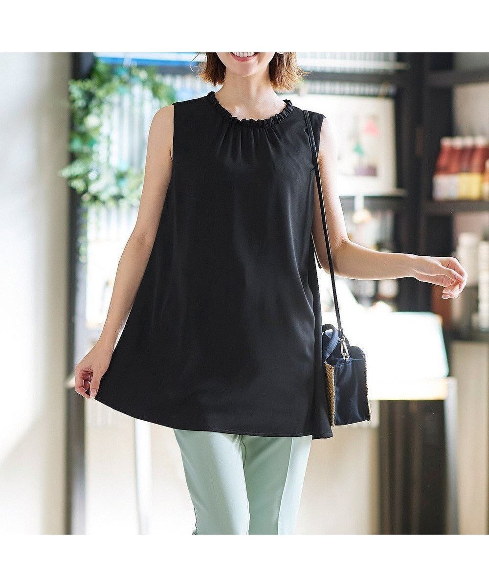 【ティアクラッセ/Tiaclasse】の【洗える】体型カバーも叶うフリルカラーチュニックブラウス インテリア・キッズ・メンズ・レディースファッション・服の通販 founy(ファニー) ファッション Fashion レディースファッション Fashion for Women トップス・カットソー Cut & Sew Tops シャツ・ブラウス・オフィスカジュアル Elegant Blouses & Button-Ups ウォッシャブル Machine Washable 春 Spring 洗える Machine Washable チュニック Tunic, Long Top ノースリーブ Sleeveless, No-Sleeve フェミニン Feminine, Girly フリル Frill, Ruffle ラウンド Round, Round Neck ロング Long, Long-Length S/S・春夏 SS, Spring/Summer, Warm Season 再入荷 Restock / Back in Stock 夏 Summer 新作・新入荷 New Arrivals / New In ブラック|ID: prp329100004588821 ipo3291000000034526439