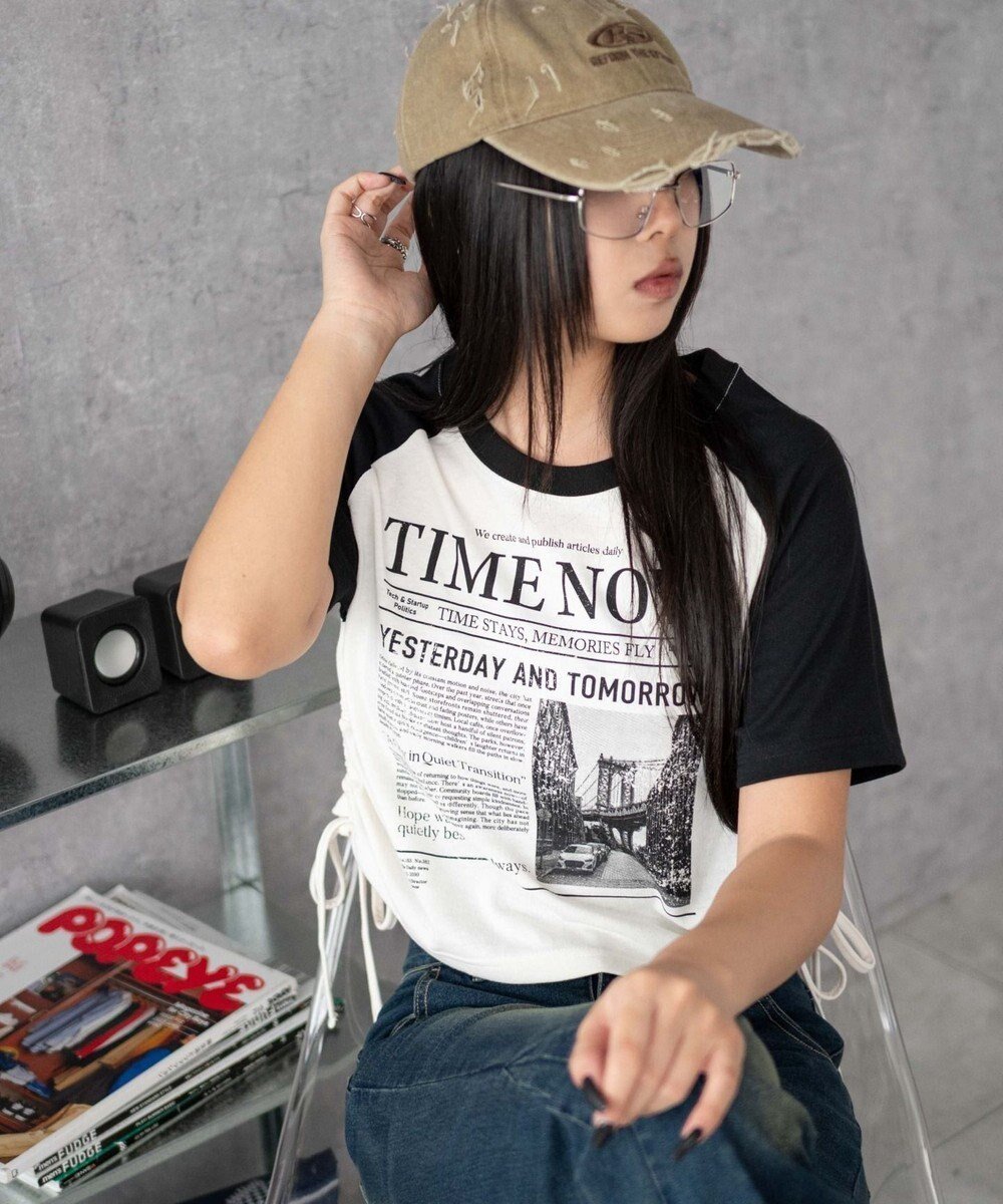 【ウィゴー/WEGO】のグラフィックショートサイドリボンドロストT 人気、トレンドファッション・服の通販 founy(ファニー) 　ファッション　Fashion　レディースファッション　Ladies' Fashion Online　トップス・カットソー　Tops/Tshirt　シャツ/ブラウス　Shirts/Blouses　ロング / Tシャツ　T-Shirts　カットソー　Cut and Sewn　カットソー　Cut And Sew　ショート　Short　スマホ　Smartphone　スリーブ　Sleeve　ドローコード　Draw Cord　バランス　Balance　プチプライス・低価格　Affordable　プリント　Print　ボトム　Bottom　半袖　Short Sleeve　夏　Summer　春　Spring　S/S・春夏　Ss・Spring/Summer　 other-1|ID: prp329100004588938 ipo3291000000032554968