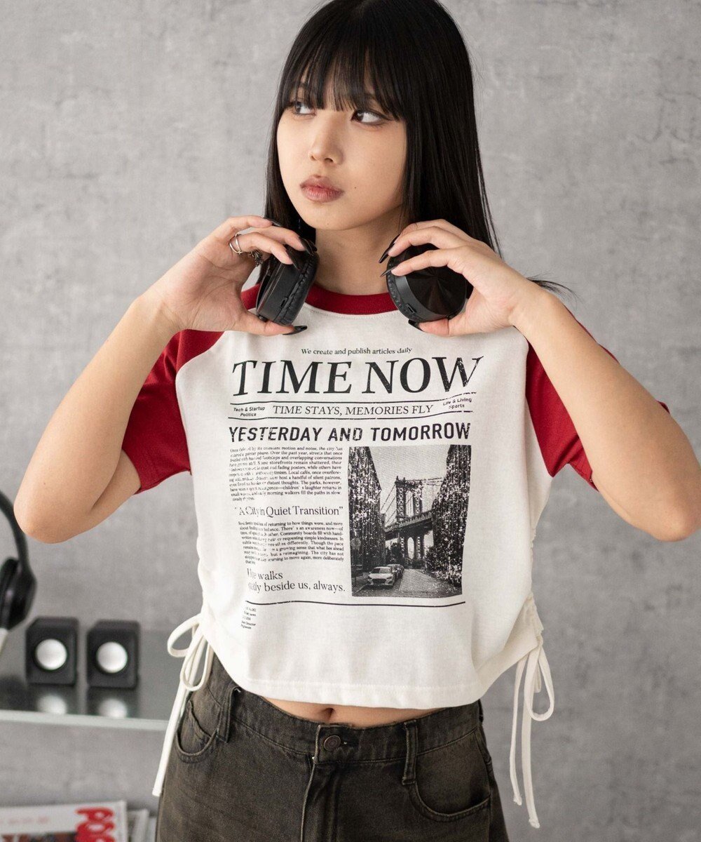 【ウィゴー/WEGO】のグラフィックショートサイドリボンドロストT インテリア・キッズ・メンズ・レディースファッション・服の通販 founy(ファニー) 　ファッション　Fashion　レディースファッション　Ladies' Fashion Online　トップス・カットソー　Tops/Tshirt　シャツ/ブラウス　Shirts/Blouses　ロング / Tシャツ　T-Shirts　カットソー　Cut and Sewn　カットソー　Cut And Sew　ショート　Short　スマホ　Smartphone　スリーブ　Sleeve　ドローコード　Draw Cord　バランス　Balance　プチプライス・低価格　Affordable　プリント　Print　ボトム　Bottom　半袖　Short Sleeve　夏　Summer　春　Spring　S/S・春夏　Ss・Spring/Summer　柄2|ID: prp329100004588938 ipo3291000000032554970