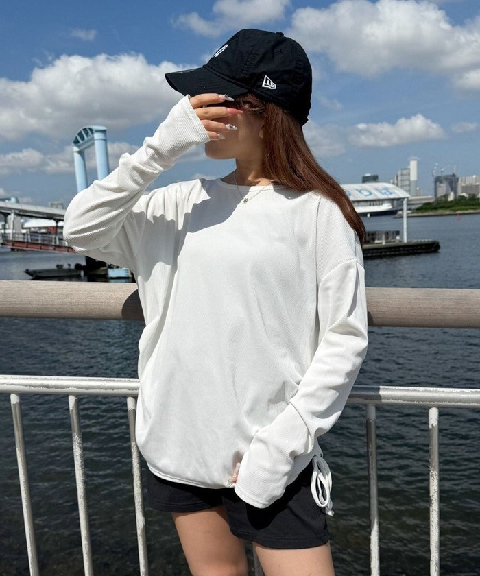 【ウィゴー/WEGO】の【ラッシュガード/吸水速乾/UVカット/日焼け対策/体型カバー】リブドロストデザイントップス インテリア・キッズ・メンズ・レディースファッション・服の通販 founy(ファニー) https://founy.com/ ファッション Fashion レディースファッション Fashion for Women トップス・カットソー Cut & Sew Tops シャツ・ブラウス・オフィスカジュアル Elegant Blouses & Button-Ups ロングTシャツ・Tシャツ Longline T-Shirts & Tees カットソー・ベーシックTシャツ Cut-and-Sewn Tops / Stretch Tees & Basics アウトドア Outdoor Clothing カットソー Cut and Sewn Top スマホ Smartphone, Mobile Device チュニック Tunic, Long Top 吸水 Absorbent, Quick-Dry 夏 Summer 春 Spring S/S・春夏 SS, Spring/Summer, Warm Season |ID: prp329100004588950 ipo3291000000033656393