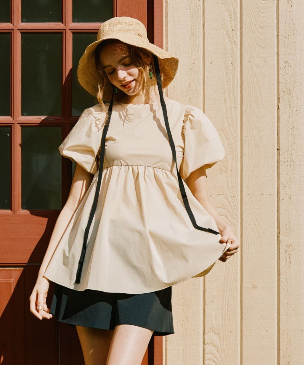 【三愛水着楽園/San-ai Resort】の【UPF50+】 パフスリーブキュロット3点セット 9M・11L 【San-ai Resort(サンアイリゾート)】 インテリア・キッズ・メンズ・レディースファッション・服の通販 founy(ファニー) 　ファッション　Fashion　レディースファッション　Fashion for Women　水着　Swimwear　レディース水着・ビーチウェア　Swimwear & Beachwear　アンダー　Underwear Essentials　ショート　Short, Short Length　スリーブ　Sleeve, Long Sleeve / Short Sleeve　バランス　Balance, Style Balance　フィット　Fit, Slim Fit　フェミニン　Feminine, Girly　フレア　Flare, Flared　ボトム　Bottoms, Lower Wear　ポケット　Pocket, Pocket Detail　水着　Swimsuit, Swimwear　ラップ　Wrap, Wrap Design　リラックス　Relax, Relaxed Fit　ワイヤー　Wire, Wired Bra　A/W・秋冬　Autumn/Winter　S/S・春夏　SS, Spring/Summer, Warm Season　おすすめ　Recommended / Our Picks　夏　Summer　エレガント 上品　Elegant　ベージュ×ブラック|ID: prp329100004588984 ipo3291000000033655916