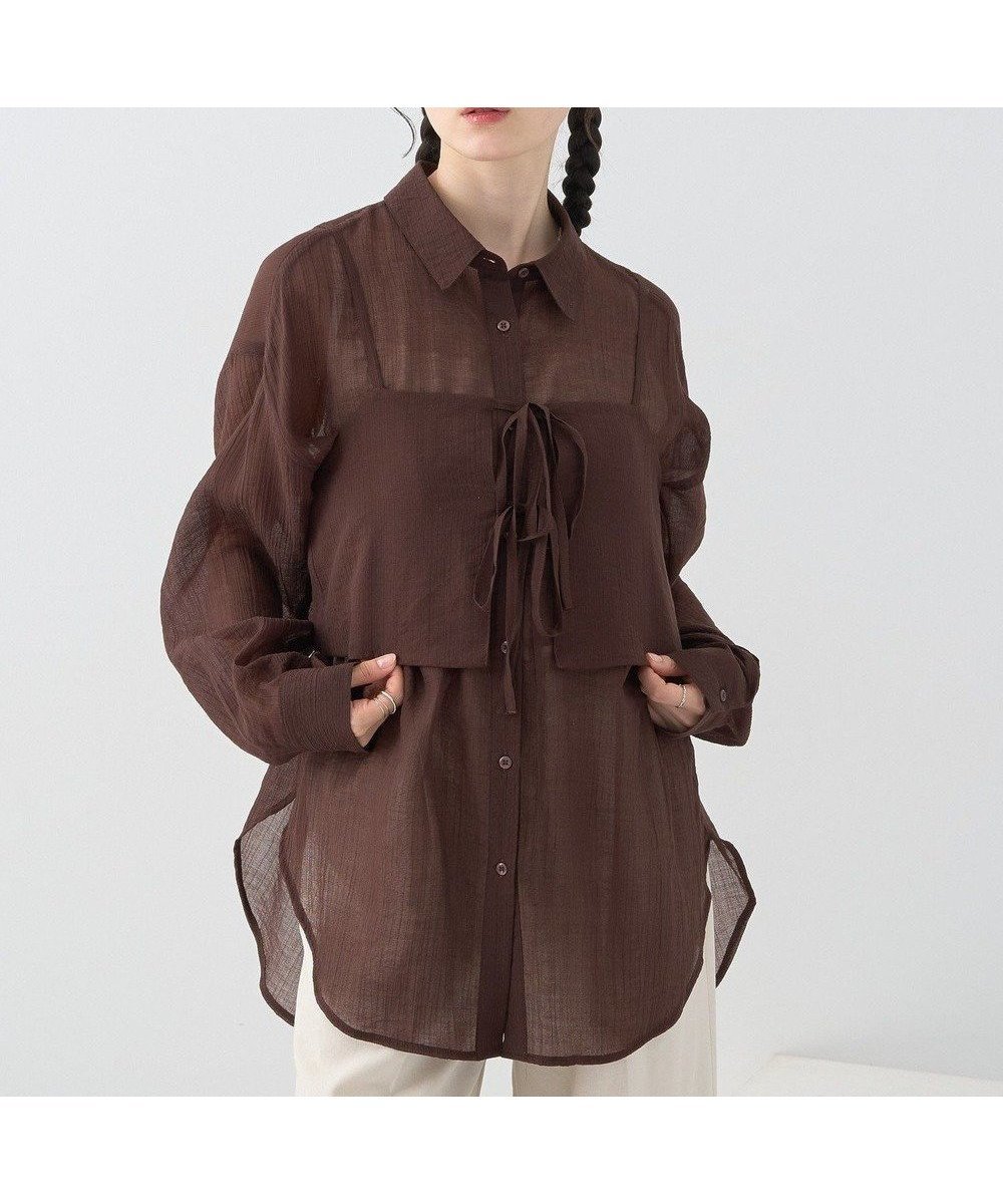 【アースミュージックアンドエコロジー/earth music&ecology】のSET2点シャツ+ビスチェ 人気、トレンドファッション・服の通販 founy(ファニー) 　ファッション　Fashion　レディースファッション　Fashion for Women　トップス・カットソー　Cut & Sew Tops　シャツ・ブラウス・オフィスカジュアル　Elegant Blouses & Button-Ups　ビスチェ　Bustiers & Corset Tops / Layered Bustier Style　トレンド　Trend, Trending Now　ビスチェ　Bustier, Corset Top　ポケット　Pocket, Pocket Detail　リボン　Ribbon, Bow　夏　Summer　春　Spring　S/S・春夏　SS, Spring/Summer, Warm Season　 other-1|ID: prp329100004589022 ipo3291000000032673357