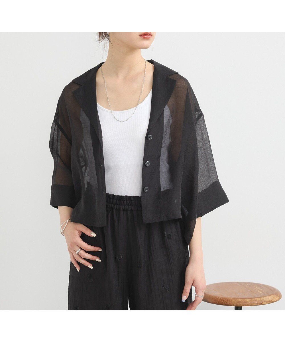 【アースミュージックアンドエコロジー/earth music&ecology】のシアーショートシャツ インテリア・キッズ・メンズ・レディースファッション・服の通販 founy(ファニー) 　ファッション　Fashion　レディースファッション　Fashion for Women　トップス・カットソー　Cut & Sew Tops　シャツ・ブラウス・オフィスカジュアル　Elegant Blouses & Button-Ups　ショート　Short, Short Length　トレンド　Trend, Trending Now　ポケット　Pocket, Pocket Detail　夏　Summer　春　Spring　S/S・春夏　SS, Spring/Summer, Warm Season　Black|ID: prp329100004589023 ipo3291000000032673372