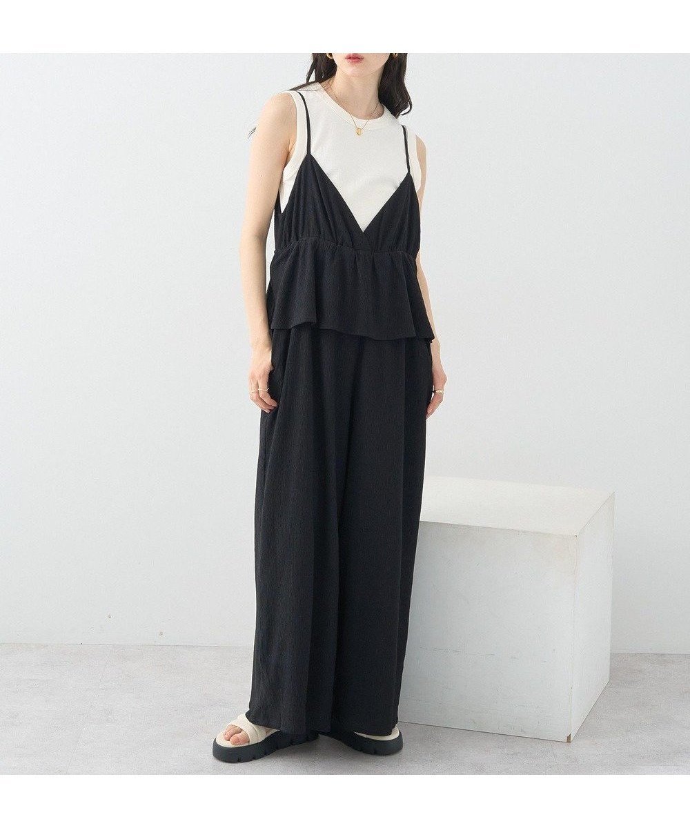 【アースミュージックアンドエコロジー/earth music&ecology】のペプラムロンパース インテリア・キッズ・メンズ・レディースファッション・服の通販 founy(ファニー) 　ファッション　Fashion　レディースファッション　Ladies' Fashion Online　ワンピース　Dress　オールインワン ワンピース　All In One Dress　サロペット　Salopette　おすすめ　Recommend　インナー　Inner　サロペット　Overalls　シャーリング　Shirring　ペプラム　Peplum　ポケット　Pocket　ロンパース　Rompers　夏　Summer　春　Spring　S/S・春夏　Ss・Spring/Summer　Black|ID: prp329100004589032 ipo3291000000032673096