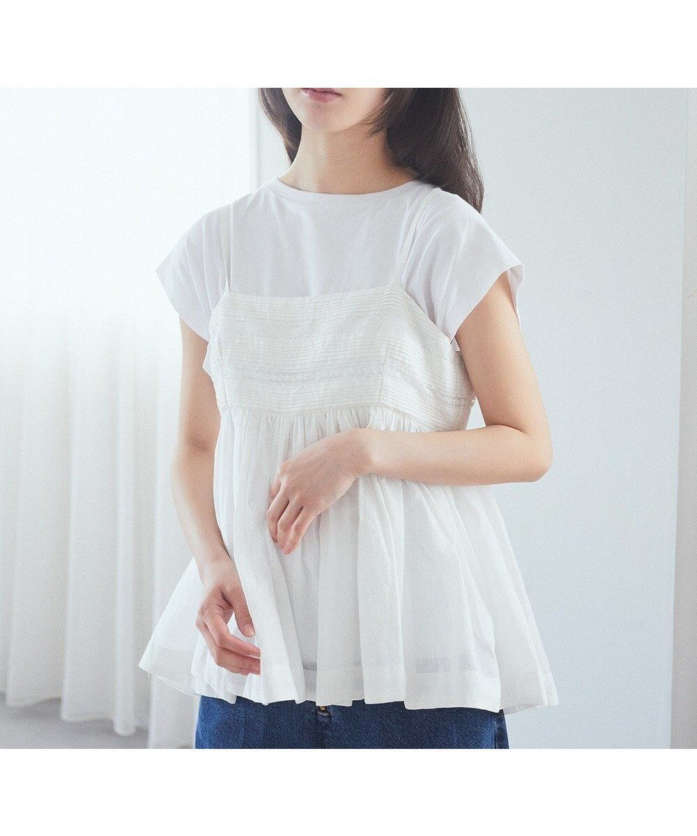 【アースミュージックアンドエコロジー/earth music&ecology】のSET2点レースキャミ+フレンチTee 人気、トレンドファッション・服の通販 founy(ファニー) 　ファッション　Fashion　レディースファッション　Fashion for Women　トップス・カットソー　Cut & Sew Tops　キャミソール&ノースリーブ　Camisoles & Sleeveless Tops　シャツ・ブラウス・オフィスカジュアル　Elegant Blouses & Button-Ups　ロングTシャツ・Tシャツ　Longline T-Shirts & Tees　カットソー・ベーシックTシャツ　Cut-and-Sewn Tops / Stretch Tees & Basics　おすすめ　Recommended / Our Picks　アンダー　Underwear Essentials　カットソー　Cut and Sewn Top　キャミソール　Camisole, Spaghetti Strap Top　ギャザー　Gathered, Ruffled　スリーブ　Sleeve, Long Sleeve / Short Sleeve　フェミニン　Feminine, Girly　フレア　Flare, Flared　フレンチ　French, French Style　ポケット　Pocket, Pocket Detail　レース　Lace, Lace Fabric　再入荷　Restock / Back in Stock　夏　Summer　春　Spring　S/S・春夏　SS, Spring/Summer, Warm Season　 other-1|ID: prp329100004589034 ipo3291000000032555788