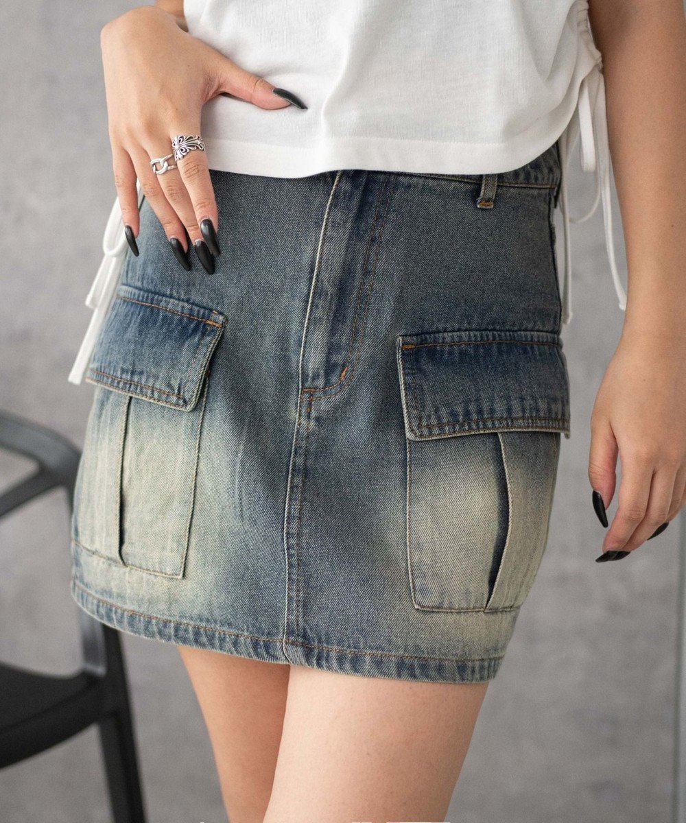 【ウィゴー/WEGO】のカーゴミニスカート インテリア・キッズ・メンズ・レディースファッション・服の通販 founy(ファニー) 　ファッション　Fashion　レディースファッション　Ladies' Fashion Online　スカート　Skirt　ミニスカート　Mini Skirts　ウォッシュ　Wash　ショート　Short　スマホ　Smartphone　デニム　Denim　トレンド　Trend　フェミニン　Feminine　ミニスカート　Mini Skirt　レオパード　Leopard　冬　Winter　台形　Trapezoid　夏　Summer　春　Spring　S/S・春夏　Ss・Spring/Summer　秋　Autumn/Fall　デニム|ID: prp329100004589118 ipo3291000000032672914