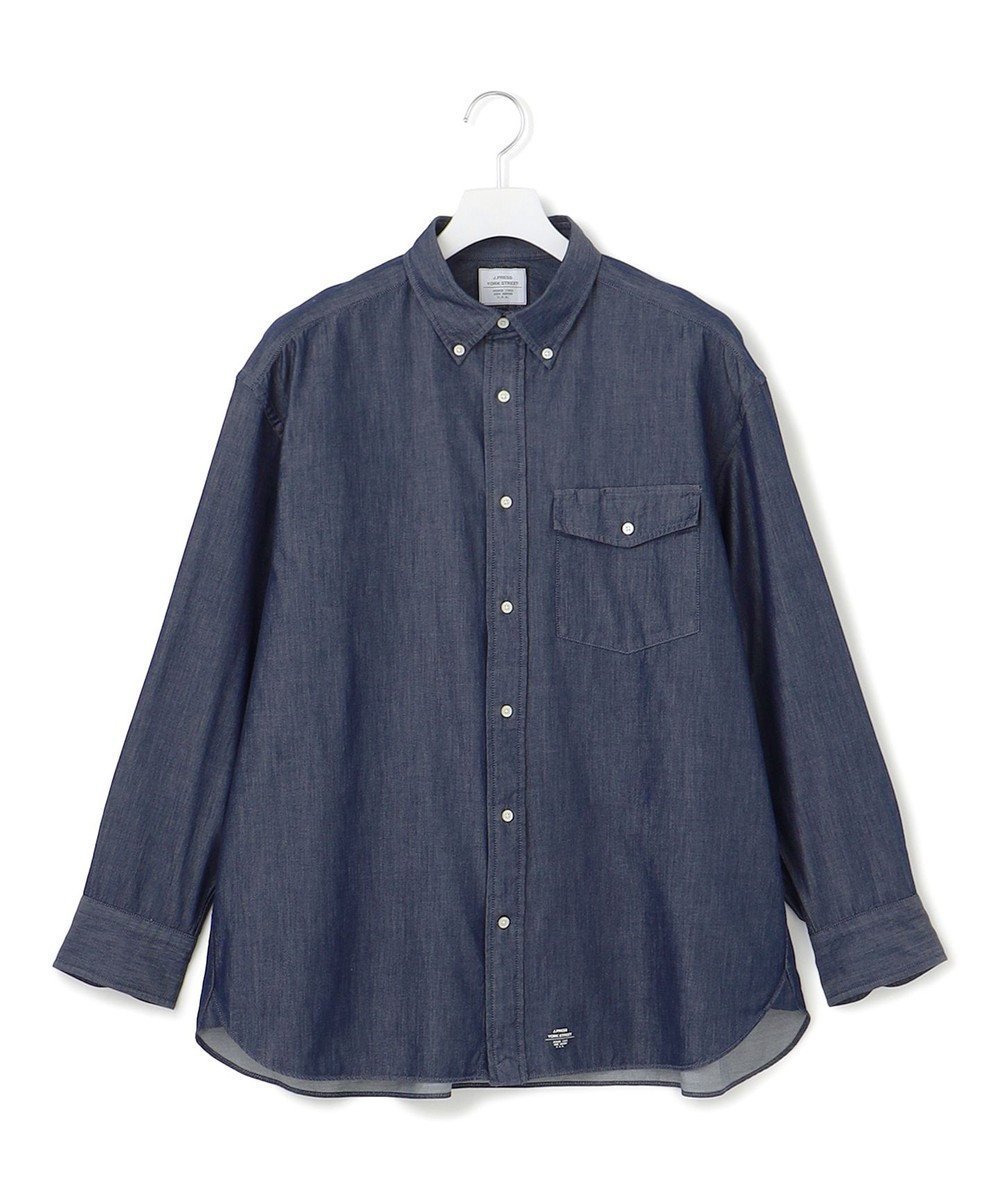 【ジェイプレスヨークストリート/J.PRESS YORK STREET】の【UNISEX】コットンライトオンスデニム シャツ / B.D. インテリア・キッズ・メンズ・レディースファッション・服の通販 founy(ファニー) 　ファッション　Fashion　レディースファッション　Ladies' Fashion Online　トップス・カットソー　Tops/Tshirt　シャツ/ブラウス　Shirts/Blouses　ユニセックス　Unisex　インディゴ　Indigo　ショルダー　Shoulder　ドロップ　Drop　パッチ　Patch　フラップ　Flap　ワイド　Wide　夏　Summer　定番　Standard　春　Spring　S/S・春夏　Ss・Spring/Summer　ネイビー系|ID: prp329100004589155 ipo3291000000032556683