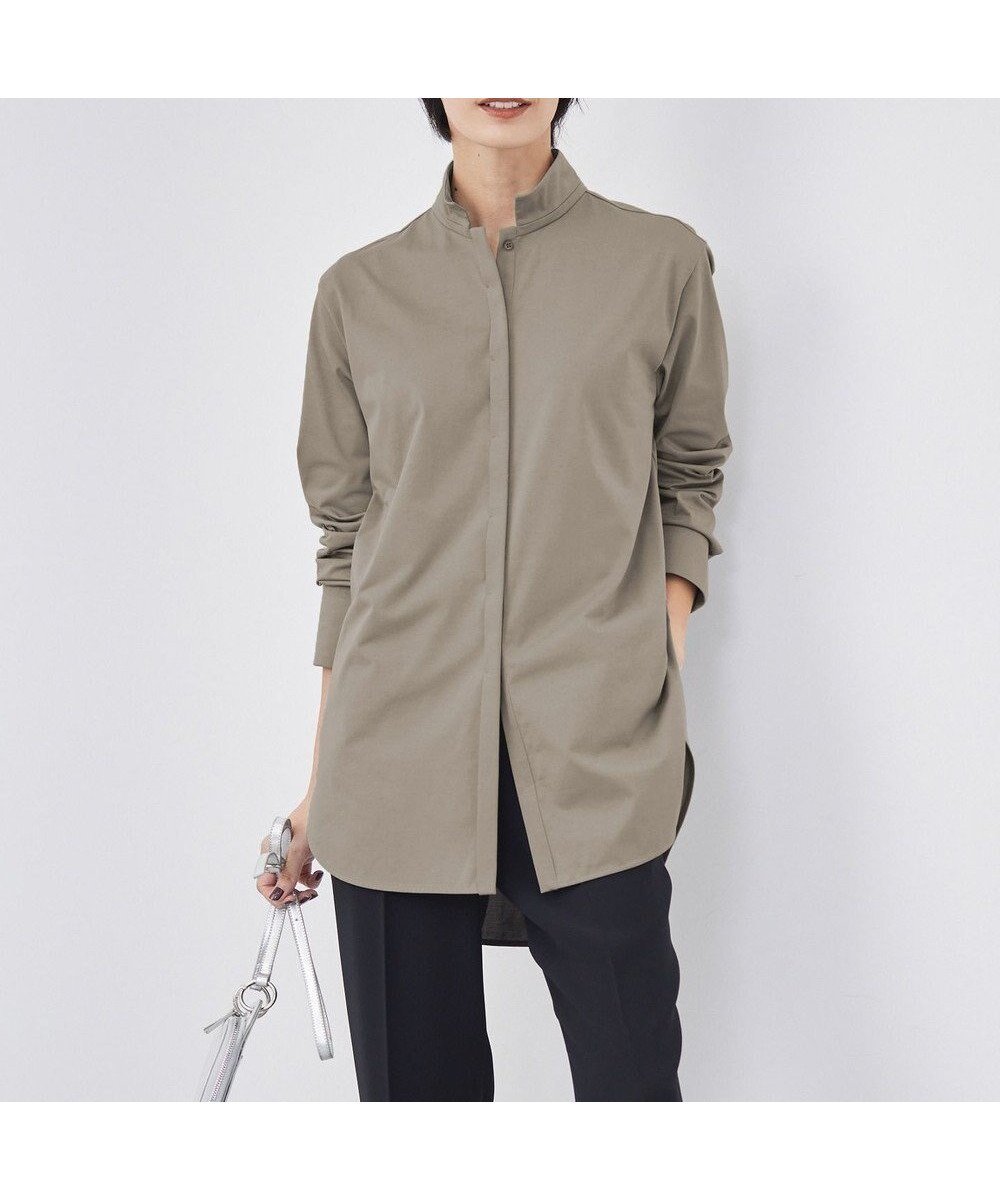 【アイシービー/iCB】の【洗える】 ブラウスライクジャージー ロングシャツ 人気、トレンドファッション・服の通販 founy(ファニー) 　ファッション　Fashion　レディースファッション　Fashion for Women　トップス・カットソー　Cut & Sew Tops　シャツ・ブラウス・オフィスカジュアル　Elegant Blouses & Button-Ups　ロングTシャツ・Tシャツ　Longline T-Shirts & Tees　カットソー・ベーシックTシャツ　Cut-and-Sewn Tops / Stretch Tees & Basics　インド　Indian Textile　洗える　Machine Washable　カットソー　Cut and Sewn Top　カフス　Cuff Design　ジャケット　Jacket, Outerwear　スタンド　Stand Collar, Upright Stand　リバーシブル　Reversible, Two-Sided　ロング　Long, Long-Length　A/W・秋冬　Autumn/Winter　おすすめ　Recommended / Our Picks　2024年　2024　エレガント 上品　Elegant　2024-2025秋冬・A/W　Autumn/Winter 2024–25 AW24–25　 other-1|ID: prp329100004589266 ipo3291000000032557824