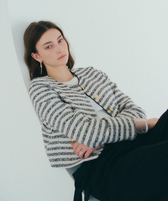 【イェッカ ヴェッカ/YECCA VECCA】のマリンボーダージャケット インテリア・キッズ・メンズ・レディースファッション・服の通販 founy(ファニー) https://founy.com/ ファッション Fashion レディースファッション Ladies' Fashion Online アウター Coat Outerwear ジャケット Jackets ノーカラージャケット No Collar Leather Jackets おすすめ Recommend ショート Short ジャケット Jacket ツイード Tweed バランス Balance ボトム Bottom ボーダー Border ポケット Pocket メタル Metal エレガント 上品 Elegant 夏 Summer 春 Spring S/S・春夏 Ss・Spring/Summer |ID: prp329100004589374 ipo3291000000032559125