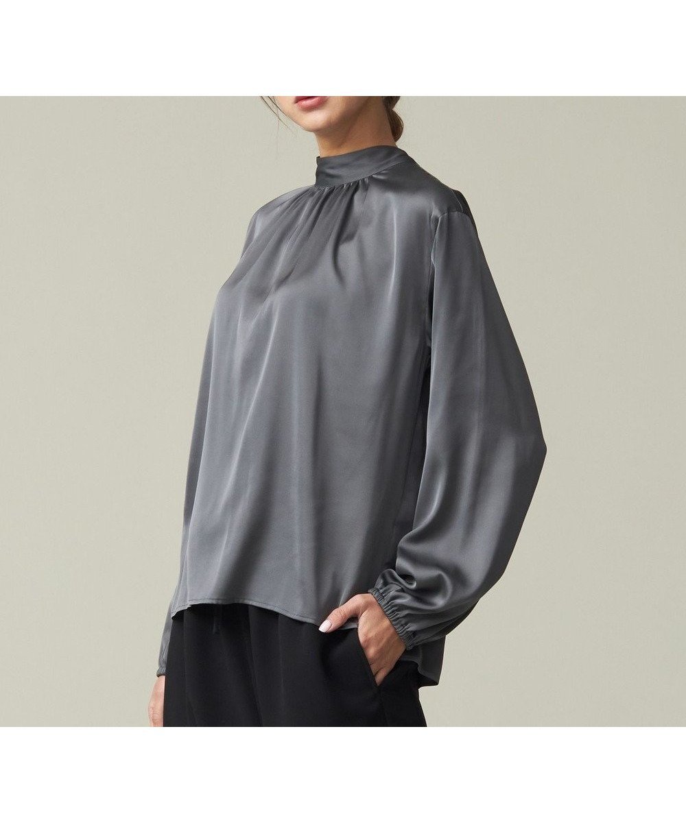 【ジェイプレスヨークストリート/J.PRESS YORK STREET】の【WOMEN】ボウタイブラウス インテリア・キッズ・メンズ・レディースファッション・服の通販 founy(ファニー) 　ファッション　Fashion　レディースファッション　Ladies' Fashion Online　トップス・カットソー　Tops/Tshirt　シャツ/ブラウス　Shirts/Blouses　カーゴパンツ　Cargo Pants　サテン　Satin　スカーフ　Scarf　ストライプ　Stripe　プリント　Print　ワイド　Wide　夏　Summer　春　Spring　S/S・春夏　Ss・Spring/Summer　無地　Plain Color　グレー系|ID: prp329100004589409 ipo3291000000032559531