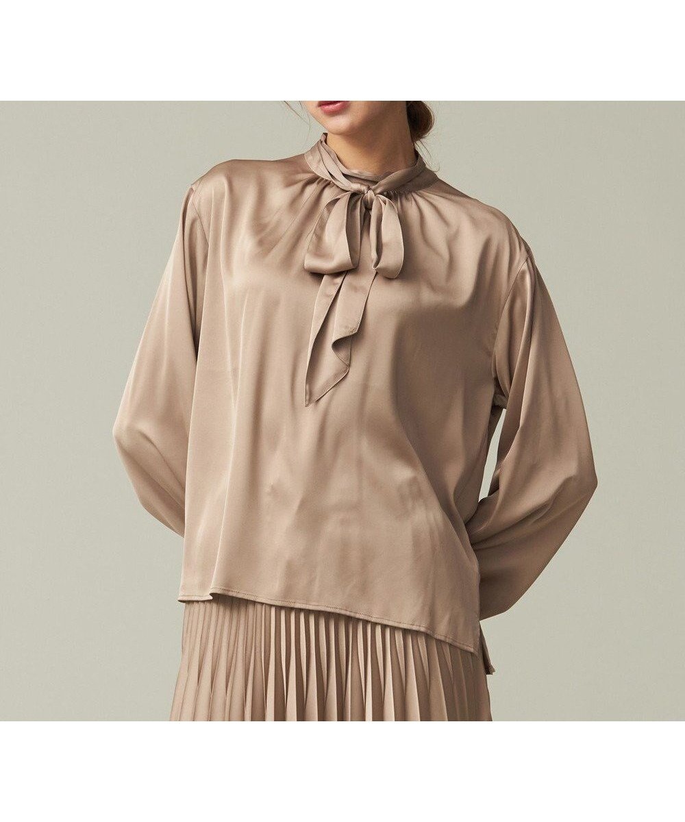 【ジェイプレスヨークストリート/J.PRESS YORK STREET】の【WOMEN】ボウタイブラウス インテリア・キッズ・メンズ・レディースファッション・服の通販 founy(ファニー) 　ファッション　Fashion　レディースファッション　Ladies' Fashion Online　トップス・カットソー　Tops/Tshirt　シャツ/ブラウス　Shirts/Blouses　カーゴパンツ　Cargo Pants　サテン　Satin　スカーフ　Scarf　ストライプ　Stripe　プリント　Print　ワイド　Wide　夏　Summer　春　Spring　S/S・春夏　Ss・Spring/Summer　無地　Plain Color　ブラウン系|ID: prp329100004589409 ipo3291000000032559534