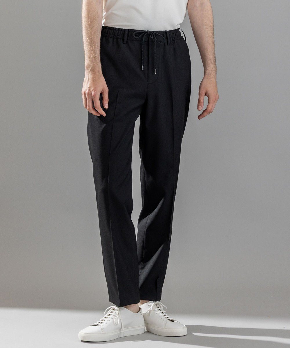 【ジョゼフ オム/JOSEPH HOMME / MEN】の【洗える/しわになりにくい/ストレッチ/ウエストゴム仕様】キャリーマンストレッチ ドロスト付ストレートパンツ / HOVE インテリア・キッズ・メンズ・レディースファッション・服の通販 founy(ファニー) 　ファッション　Fashion　メンズファッション　Fashion for Men　ボトムス　Bottoms　洗える　Machine Washable　ストレッチ　Stretch, Stretchy Fabric　ストレート　Straight, Straight Cut　ドローコード　Drawcord, Drawstring Cord　定番　Standard, Basic Item　フランス　France, French　ポケット　Pocket, Pocket Detail　ループ　Loop, Loop Knit　レギュラー　Regular, Standard Fit　A/W・秋冬　Autumn/Winter　エレガント 上品　Elegant　ビジネス 仕事 通勤　Business / Work / Commuting　ブラック系|ID: prp329100004589657 ipo3291000000032990965
