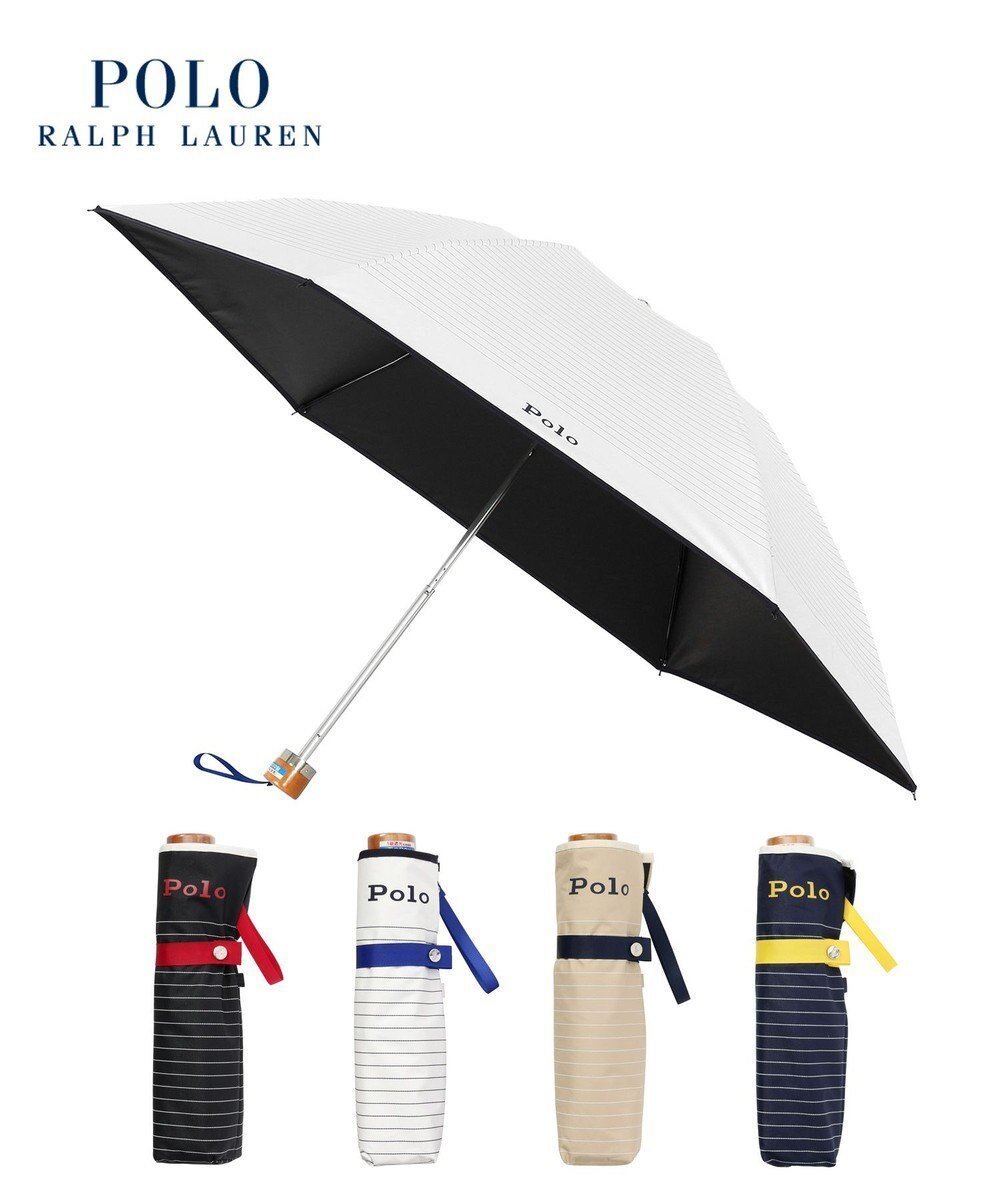 【ムーンバット/MOONBAT】のPOLO RALPH LAUREN 晴雨兼用日傘 折りたたみ傘 ボーダー×パイピング/一級遮光 遮熱 UV インテリア・キッズ・メンズ・レディースファッション・服の通販 founy(ファニー) 　ファッション　Fashion　レディースファッション　Fashion for Women　レイングッズ・傘・晴雨兼用傘　Umbrellas & Rain Gear　アイビー　Ivy Pattern　傘　Umbrella, Parasol　ニューヨーク　New York, NYC Style　パイピング　Piping, Trim Design　ボーダー　Border, Stripe　日傘　Parasol, UV Umbrella　オフホワイト|ID: prp329100004589676 ipo3291000000032563409