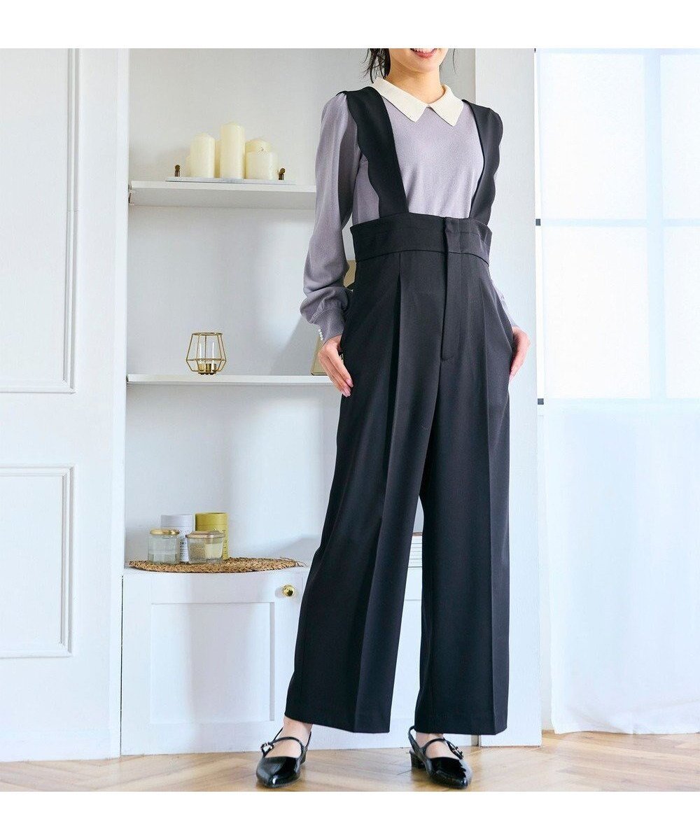【フェルゥ/Feroux】の【洗える】スカラップデザイン・サスペンダー付きパンツ インテリア・キッズ・メンズ・レディースファッション・服の通販 founy(ファニー) 　ファッション　Fashion　レディースファッション　Fashion for Women　インナー　Innerwear　サスペンダー　Suspenders, Braces　サロペット　Overalls, Salopette　ジャケット　Jacket, Outerwear　スカラップ　Scallop, Scalloped Edge　トレンド　Trend, Trending Now　ベーシック　Basic, Essential　ワイド　Wide, Wide Fit　夏　Summer　春　Spring　S/S・春夏　SS, Spring/Summer, Warm Season　洗える　Machine Washable　ブラック系|ID: prp329100004589677 ipo3291000000036260860