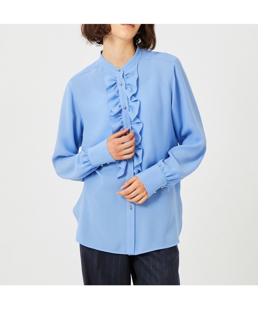 【ベイジ,/BEIGE,】の【WEB限定】STOW / フリルブラウス インテリア・キッズ・メンズ・レディースファッション・服の通販 founy(ファニー) 　ファッション　Fashion　レディースファッション　Ladies' Fashion Online　トップス・カットソー　Tops/Tshirt　シャツ/ブラウス　Shirts/Blouses　おすすめ　Recommend　ジャケット　Jacket　ジョーゼット　Georgette　ストレート　Straight　フリル　Frills　定番　Standard　洗える　Washable　A/W・秋冬　Aw・Autumn/Winter・Fw・Fall-Winter　Sax|ID: prp329100004589680 ipo3291000000032563446