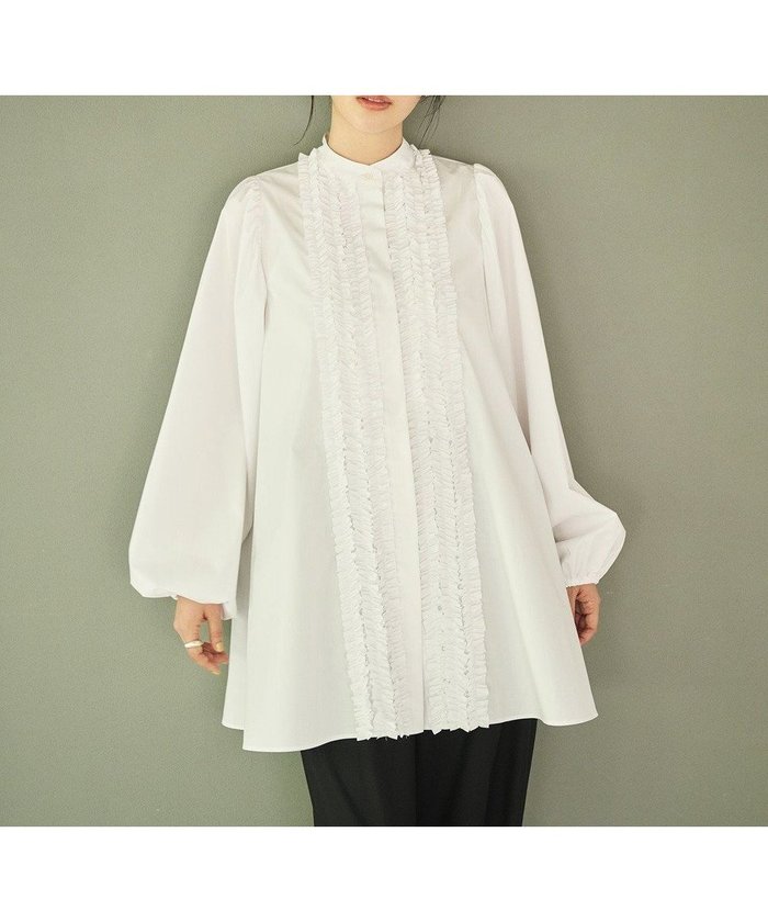 【ハッシュニュアンス/#Newans】の【シワになりにくい/洗濯機可能】ロングフリルチュニック インテリア・キッズ・メンズ・レディースファッション・服の通販 founy(ファニー) https://founy.com/ ファッション Fashion レディースファッション Fashion for Women トップス・カットソー Cut & Sew Tops シャツ・ブラウス・オフィスカジュアル Elegant Blouses & Button-Ups シンプル Simple, Minimal チュニック Tunic, Long Top トレンド Trend, Trending Now フリル Frill, Ruffle エレガント 上品 Elegant 夏 Summer S/S・春夏 SS, Spring/Summer, Warm Season 洗える Machine Washable A/W・秋冬 Autumn/Winter |ID: prp329100004589682 ipo3291000000033577874