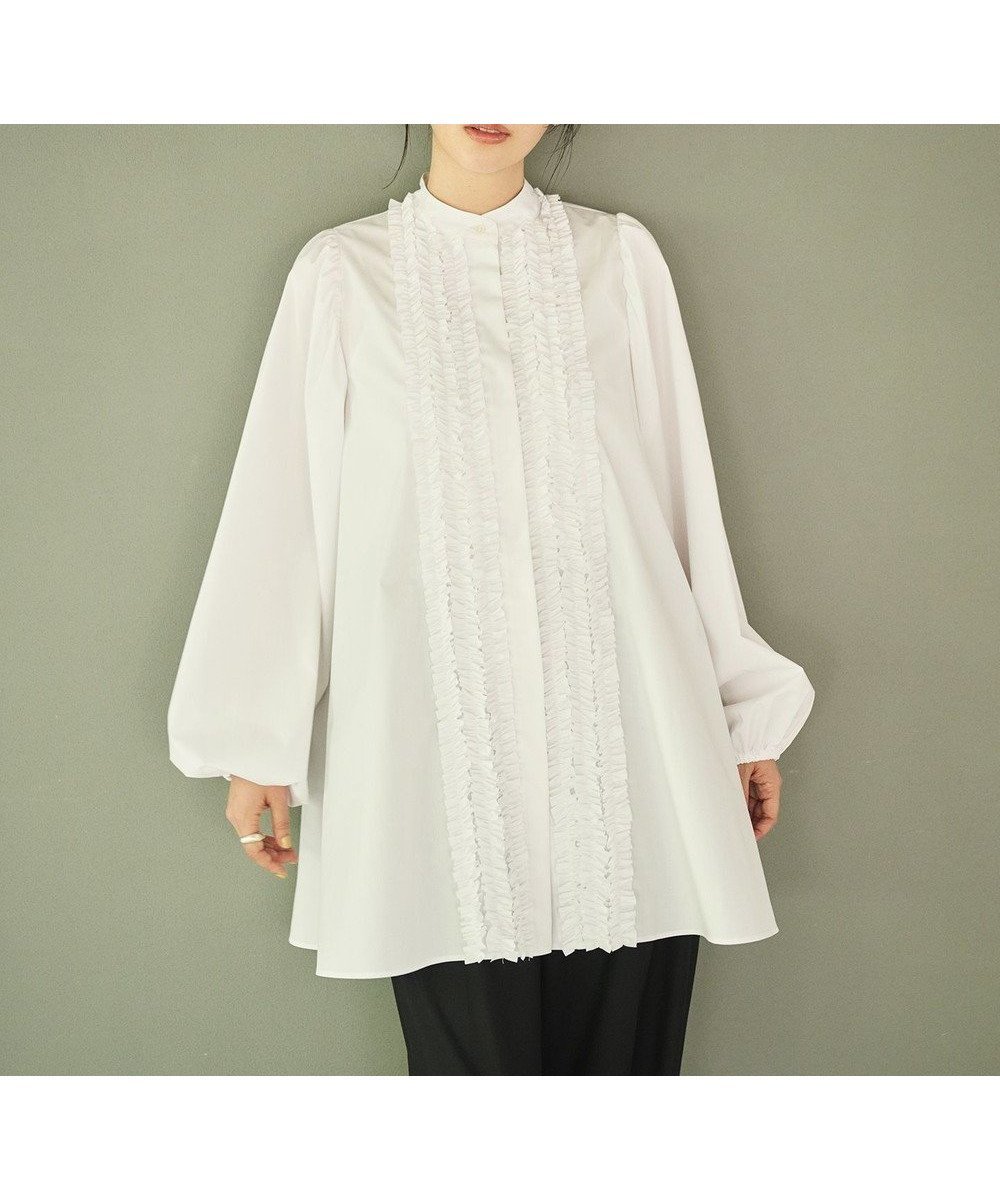 【ハッシュニュアンス/#Newans】の【シワになりにくい/洗濯機可能】ロングフリルチュニック 人気、トレンドファッション・服の通販 founy(ファニー) 　ファッション　Fashion　レディースファッション　Fashion for Women　トップス・カットソー　Cut & Sew Tops　シャツ・ブラウス・オフィスカジュアル　Elegant Blouses & Button-Ups　シンプル　Simple, Minimal　チュニック　Tunic, Long Top　トレンド　Trend, Trending Now　フリル　Frill, Ruffle　エレガント 上品　Elegant　夏　Summer　S/S・春夏　SS, Spring/Summer, Warm Season　洗える　Machine Washable　A/W・秋冬　Autumn/Winter　 other-1|ID: prp329100004589682 ipo3291000000033577874