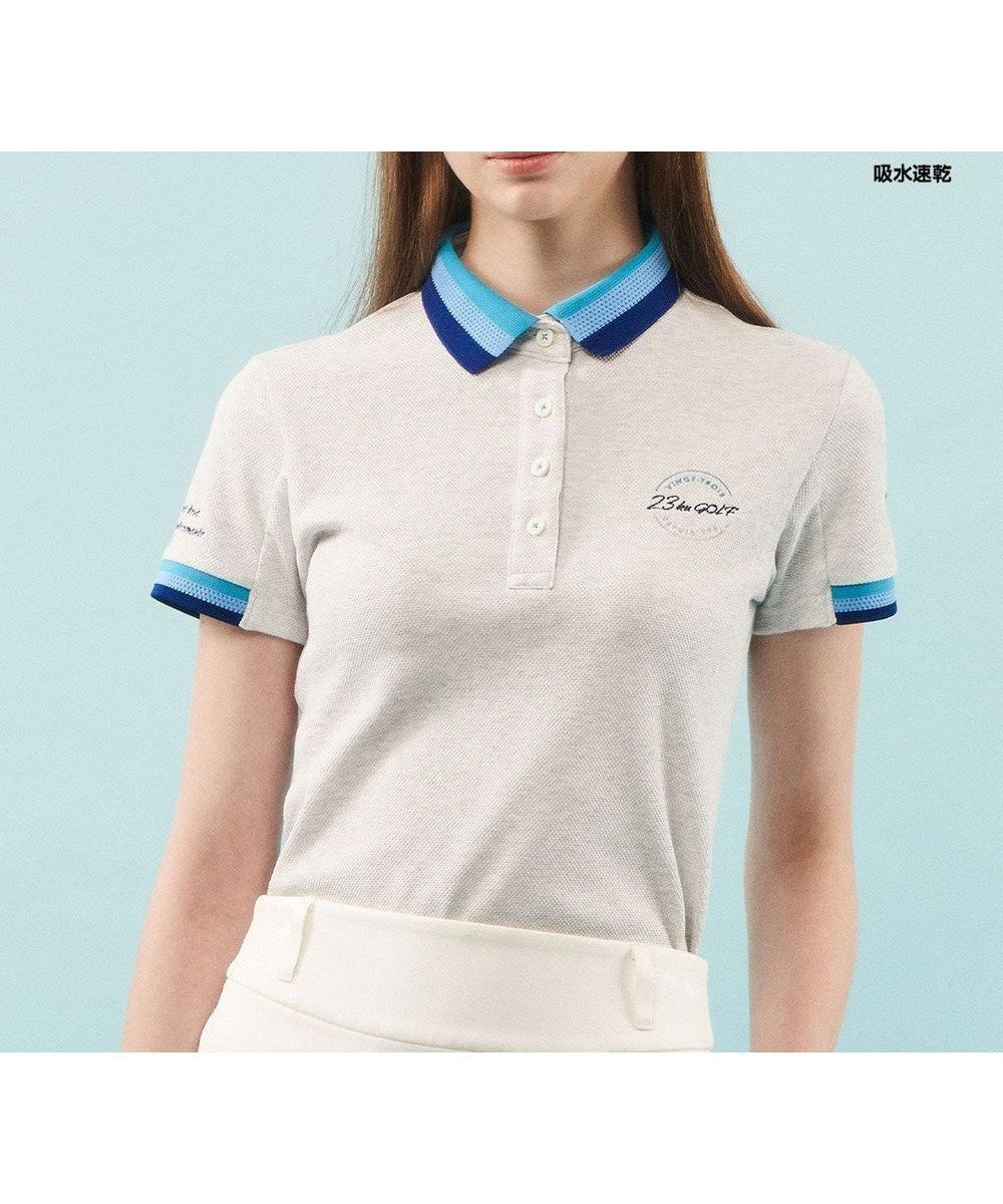【23区 ゴルフ/NIJYUSANKU GOLF】の【WOMEN】【UVケア・吸水速乾】ハニカムカノコ 半袖ポロシャツ インテリア・キッズ・メンズ・レディースファッション・服の通販 founy(ファニー) 　ファッション　Fashion　レディースファッション　Ladies' Fashion Online　トップス・カットソー　Tops/Tshirt　シャツ/ブラウス　Shirts/Blouses　ポロシャツ　Polo Shirts　春　Spring　今季　This Season　吸水　Water Absorption　ストレッチ　Stretch　スポーティ　Sporty　ベーシック　Basic　ポロシャツ　Polo Shirt　半袖　Short Sleeve　メッシュ　Mesh　メランジ　Melange　ロング　Long　S/S・春夏　Ss・Spring/Summer　再入荷　Restock/Back In Stock/Re Arrival　夏　Summer　2024年　2024　2024春夏・S/S　Ss,Spring/Summer,2024　エレガント 上品　Elegant　ゴルフ　Golf　ライトグレー系|ID: prp329100004589697 ipo3291000000032646491