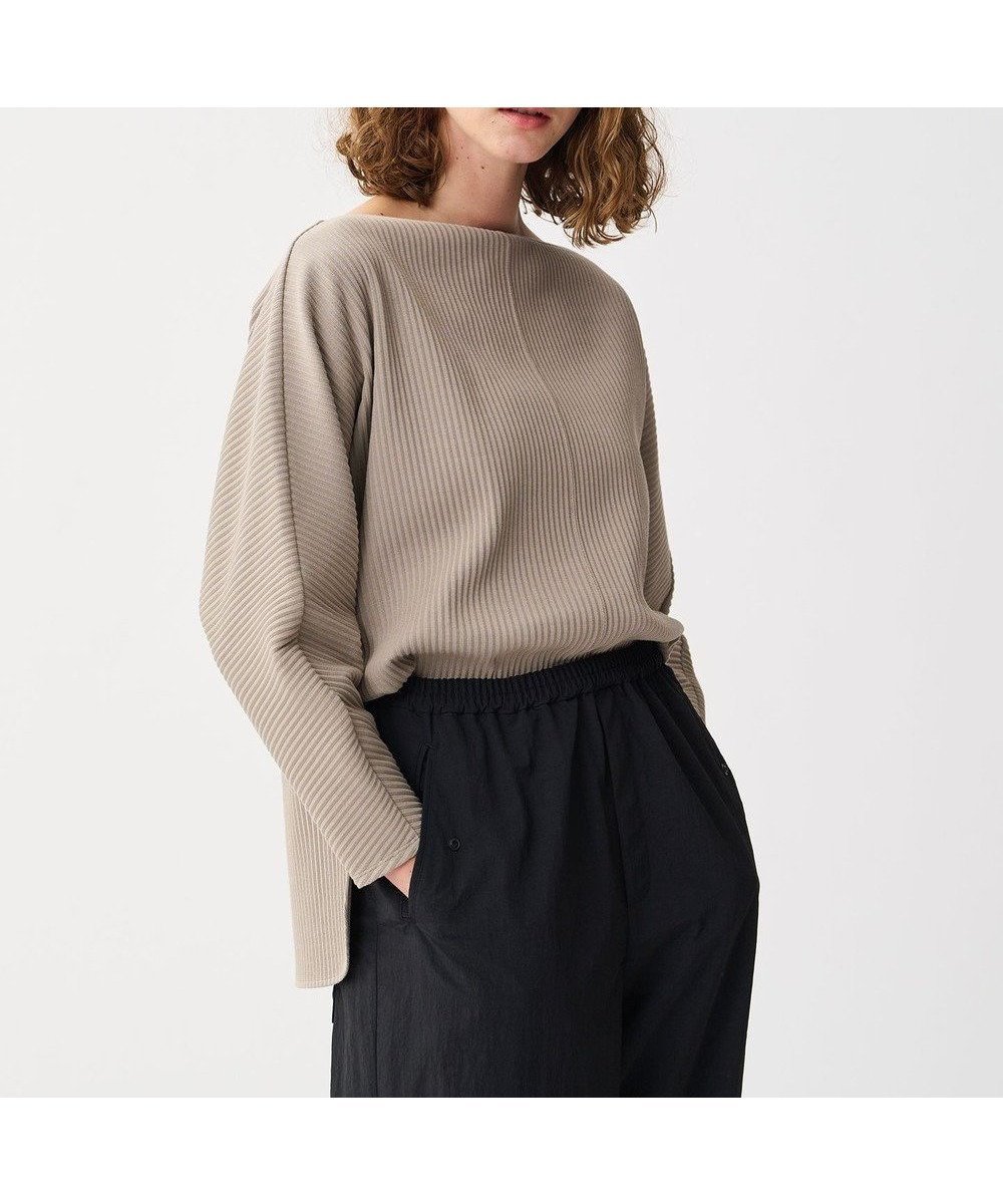 【アンクレイヴ/uncrave】のプリーツリブ ドルマンスリーブトップス インテリア・キッズ・メンズ・レディースファッション・服の通販 founy(ファニー) ファッション Fashion レディースファッション Fashion for Women トップス・カットソー Cut & Sew Tops シャツ・ブラウス・オフィスカジュアル Elegant Blouses & Button-Ups ロングTシャツ・Tシャツ Longline T-Shirts & Tees カットソー・ベーシックTシャツ Cut-and-Sewn Tops / Stretch Tees & Basics 春 Spring カットソー Cut and Sewn Top カリフォルニア California, Cali Style スリット Slit, Slit Detail テレコ Ribbed, Rib Stitch ドレープ Drape, Draping Fabric フォルム Silhouette, Form プリーツ Pleats, Pleated S/S・春夏 SS, Spring/Summer, Warm Season 夏 Summer グレージュ|ID: prp329100004589723 ipo3291000000033712766