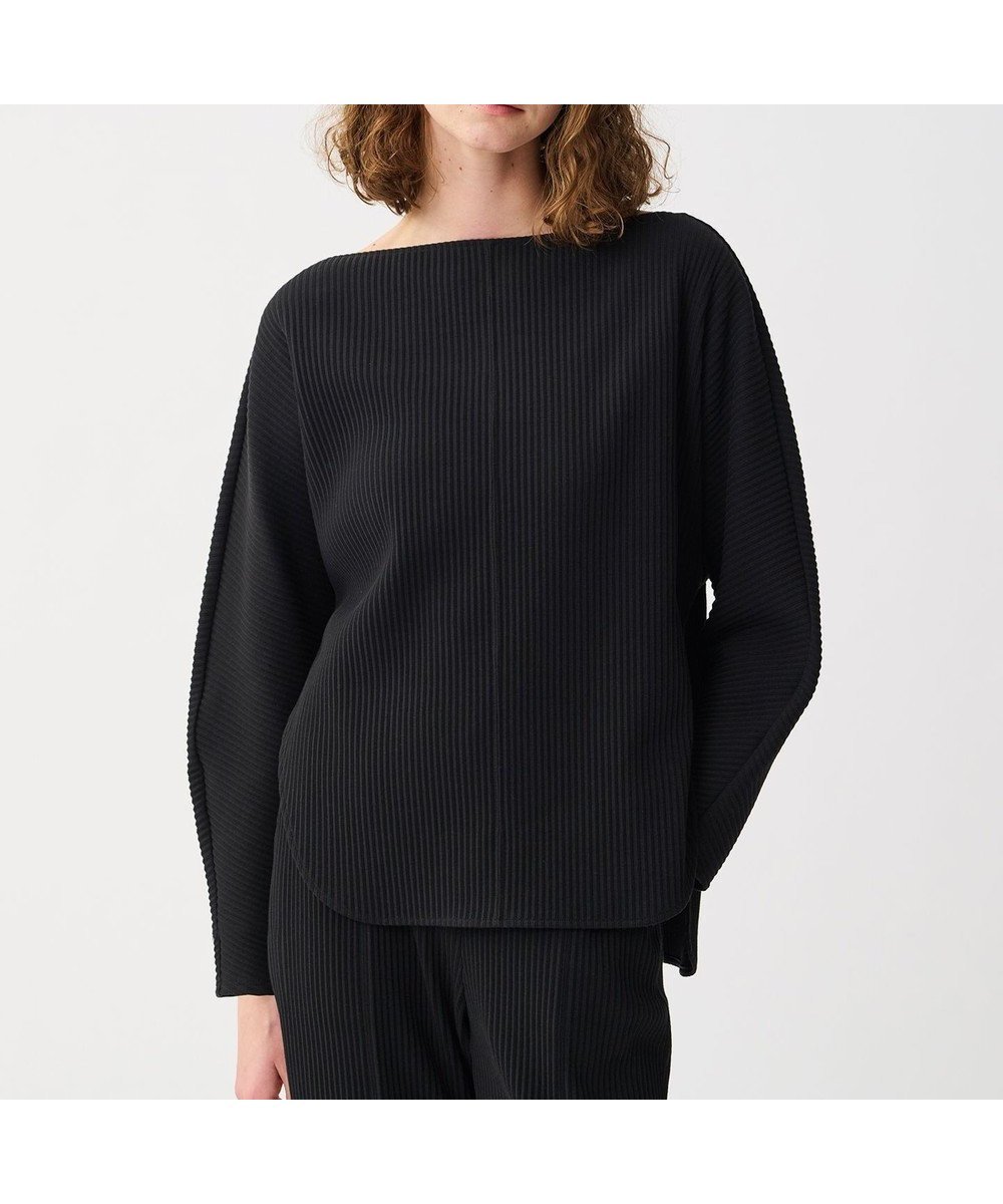 【アンクレイヴ/uncrave】のプリーツリブ ドルマンスリーブトップス インテリア・キッズ・メンズ・レディースファッション・服の通販 founy(ファニー) ファッション Fashion レディースファッション Fashion for Women トップス・カットソー Cut & Sew Tops シャツ・ブラウス・オフィスカジュアル Elegant Blouses & Button-Ups ロングTシャツ・Tシャツ Longline T-Shirts & Tees カットソー・ベーシックTシャツ Cut-and-Sewn Tops / Stretch Tees & Basics 春 Spring カットソー Cut and Sewn Top カリフォルニア California, Cali Style スリット Slit, Slit Detail テレコ Ribbed, Rib Stitch ドレープ Drape, Draping Fabric フォルム Silhouette, Form プリーツ Pleats, Pleated S/S・春夏 SS, Spring/Summer, Warm Season 夏 Summer ブラック|ID: prp329100004589723 ipo3291000000033712768