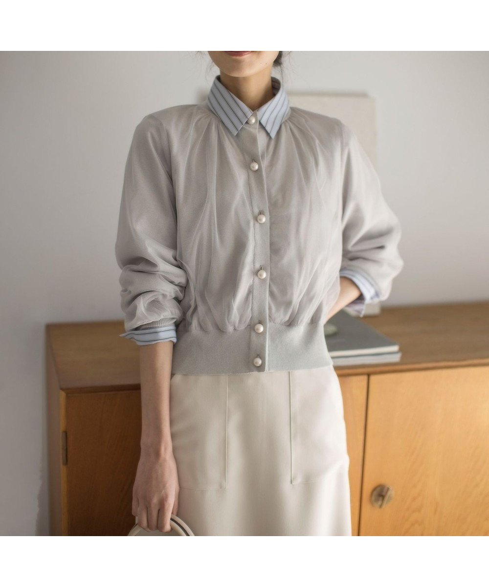 【組曲/KUMIKYOKU】の【WEB限定】チュールニット ブルゾン 人気、トレンドファッション・服の通販 founy(ファニー) 　ファッション　Fashion　レディースファッション　Fashion for Women　トップス・カットソー　Cut & Sew Tops　ニット　Knit Tops & Sweaters　カーディガン・羽織り　Layered Style Cardigans　春　Spring　カーディガン　Cardigan, Knitwear　ストレッチ　Stretch, Stretchy Fabric　チュール　Tulip, Tulip Motif　ドッキング　Docking, Mixed Material　パール　Pearl, Pearl Accent　ブルゾン　Blouson, Bomber Jacket　ベーシック　Basic, Essential　S/S・春夏　SS, Spring/Summer, Warm Season　夏　Summer　 other-1|ID: prp329100004589725 ipo3291000000032564048