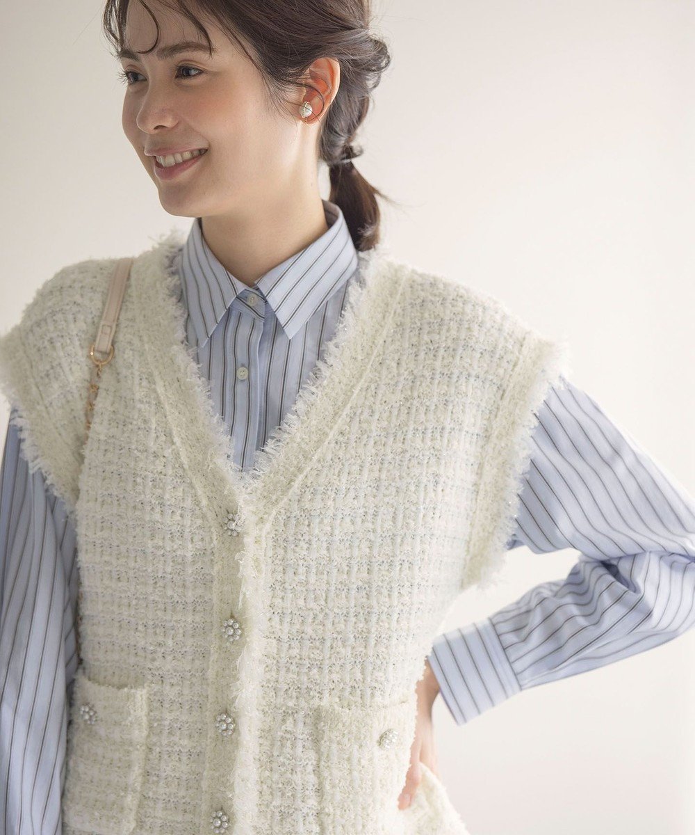 【組曲/KUMIKYOKU】のフリンジニット ベスト 人気、トレンドファッション・服の通販 founy(ファニー) 　ファッション　Fashion　レディースファッション　Ladies' Fashion Online　アウター　Coat Outerwear　トップス・カットソー　Tops/Tshirt　ニット　Knit Tops　ベスト/ジレ　Gilets/Vests　エレガント 上品　Elegant　春　Spring　チェック　Check　ツイード　Tweed　パール　Pearl　フリンジ　Fringe　ベスト　Vest　モノトーン　Monotone　無地　Plain Color　ロング　Long　S/S・春夏　Ss・Spring/Summer　夏　Summer　 other-1|ID: prp329100004589754 ipo3291000000032564295