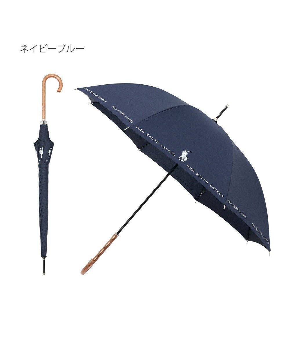 【ムーンバット/MOONBAT】のPOLO RALPH LAUREN (ポロ ラルフローレン) 長傘 無地 ポロポニー ロゴ インテリア・キッズ・メンズ・レディースファッション・服の通販 founy(ファニー) 　ファッション　Fashion　レディースファッション　Fashion for Women　レイングッズ・傘・晴雨兼用傘　Umbrellas & Rain Gear　アイビー　Ivy Pattern　ニューヨーク　New York, NYC Style　傘　Umbrella, Parasol　無地　Plain, Solid Color　ネイビーブルー|ID: prp329100004589851 ipo3291000000032565395