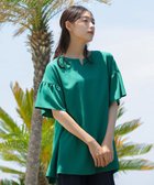 【ティアクラッセ/Tiaclasse】の【洗える】キーネックフレア袖チュニックブラウス グリーン|ID: prp329100004589931 ipo3291000000032566322