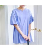 【ティアクラッセ/Tiaclasse】の【洗える】キーネックフレア袖チュニックブラウス ブルー|ID: prp329100004589931 ipo3291000000034505320